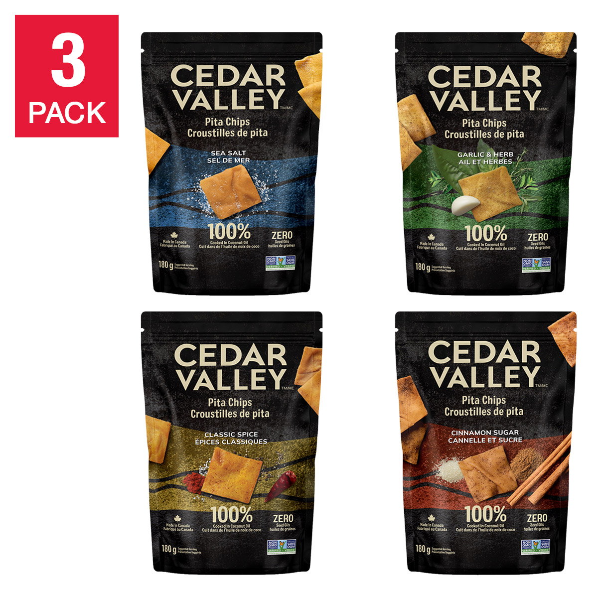 Cedar Valley Pita Chips, 12 × 180 g