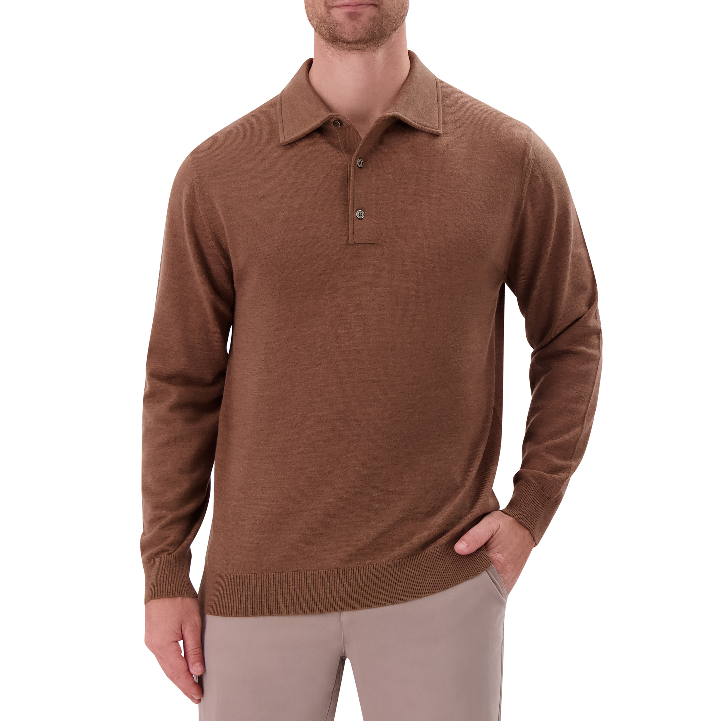 Modern English Men's Long Sleeve Merino Wool Polo Sweater