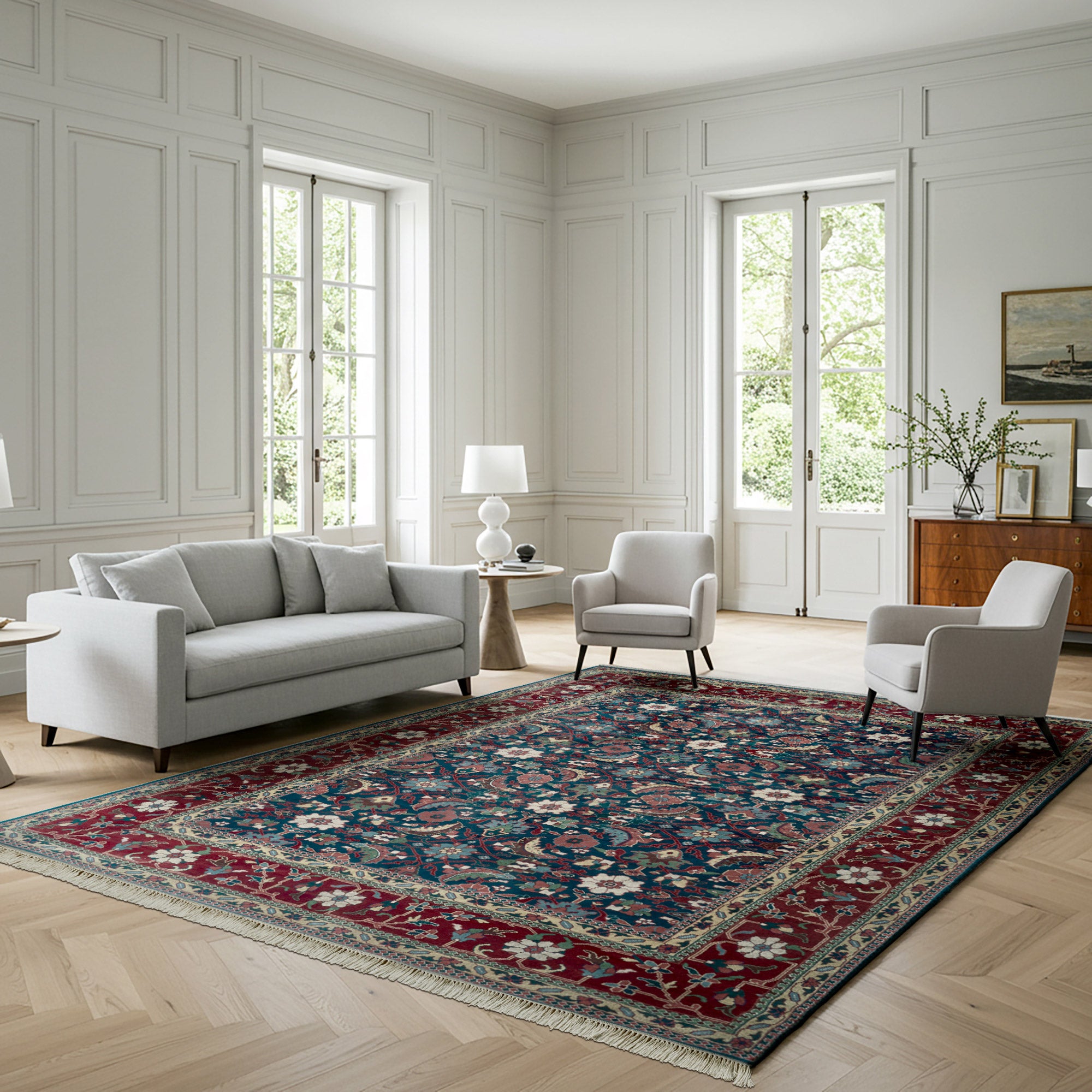 Chatsworth Hand Knotted Rug Collection, Beckley Park Blue