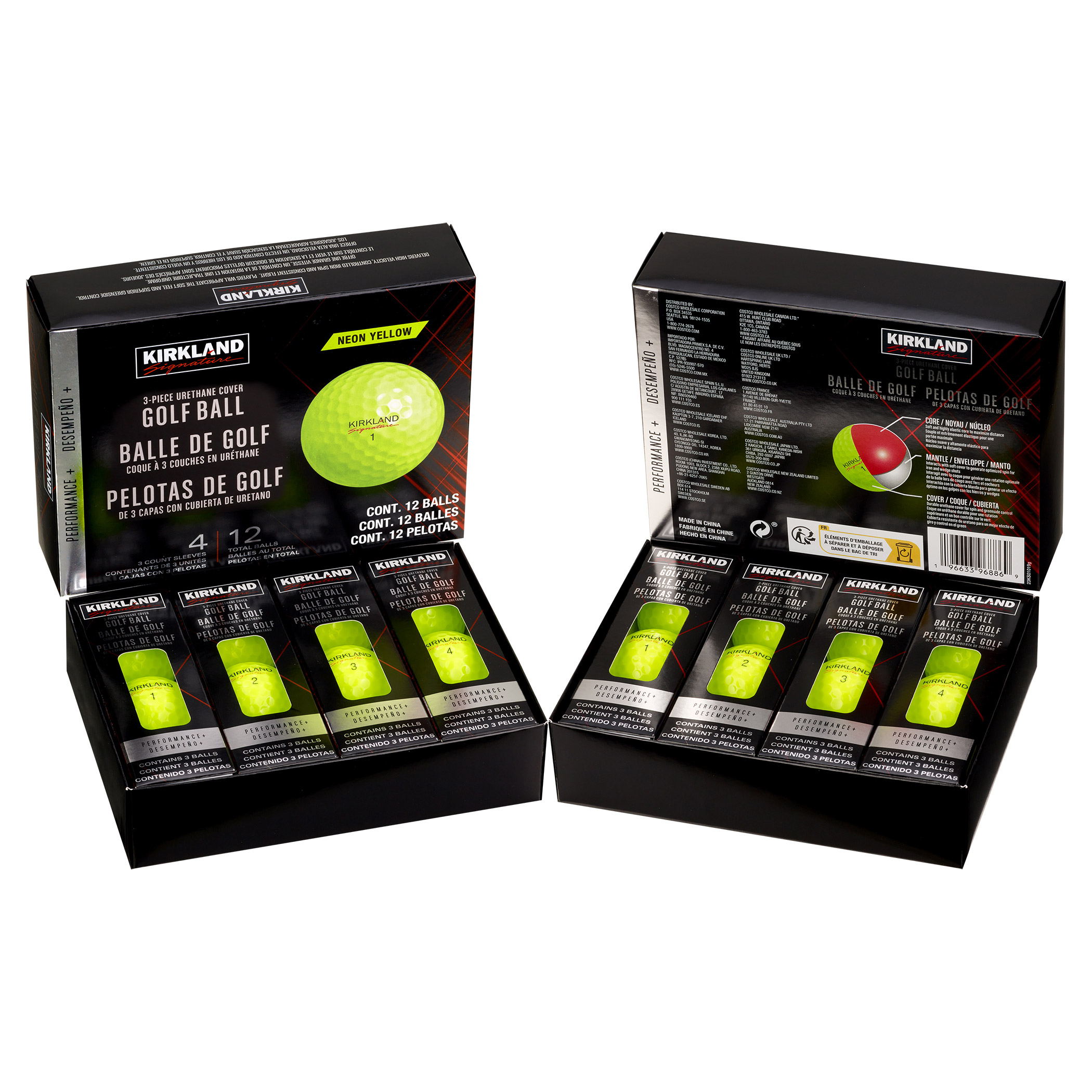 Kirkland Signature 3-piece Golf Ball, Neon Yellow, 24-count | Costco