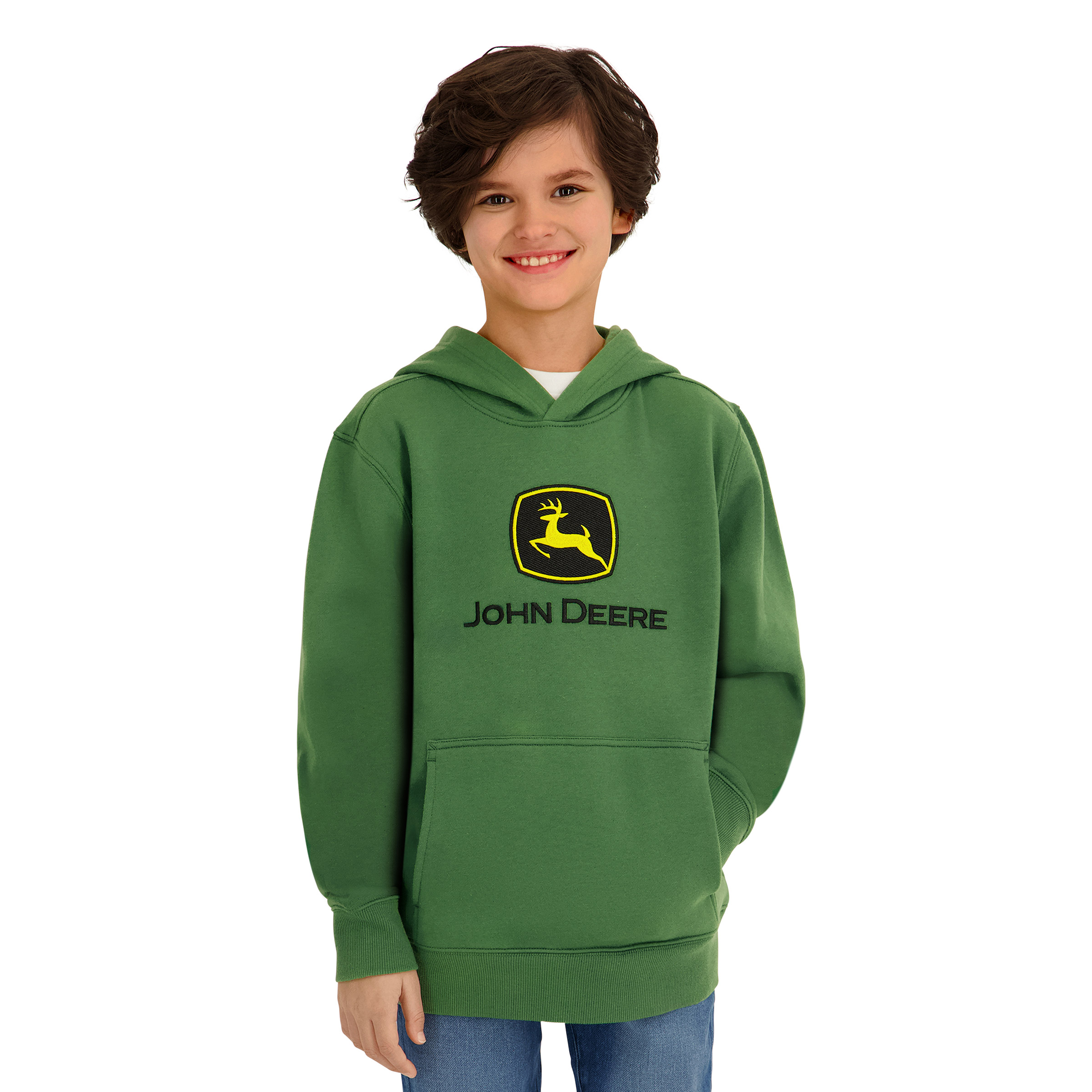 John Deere Boys' Embroidered Logo Hoodie – Cotton Blend Fleece Sweatshirt
