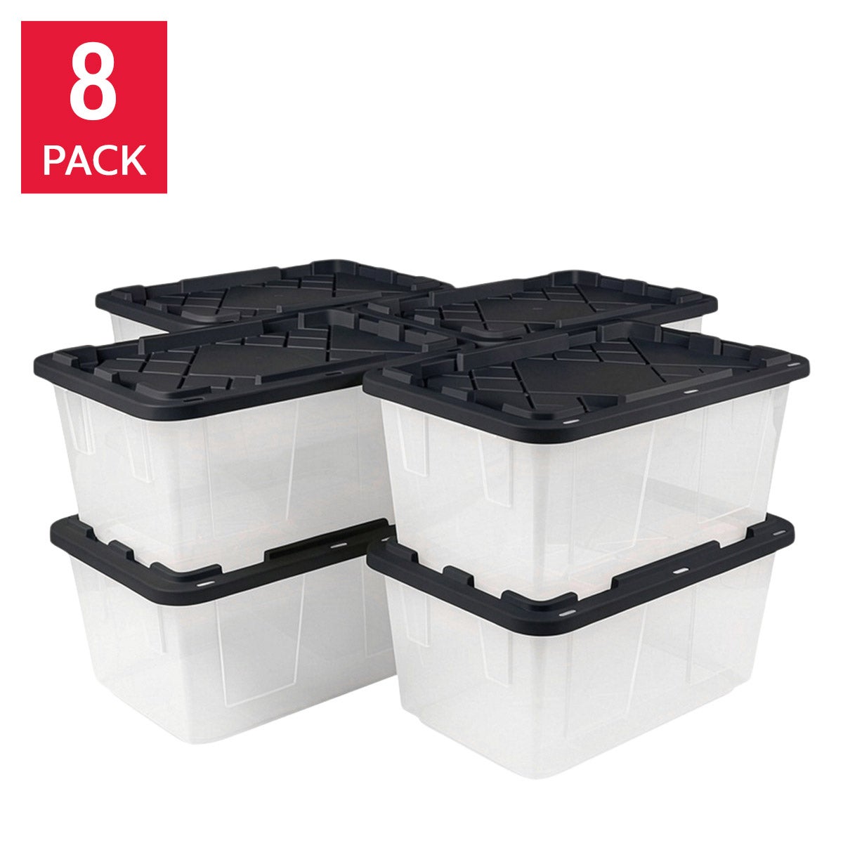Greenmade 27 Gallon Clear Storage Bin, 8‑pack