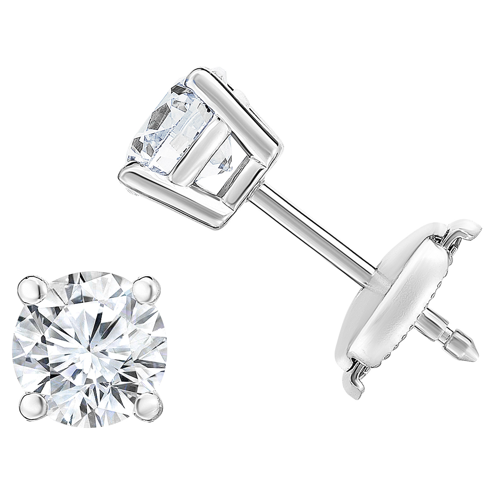 Round Brilliant Diamond Stud Earrings (1.40 ctw)