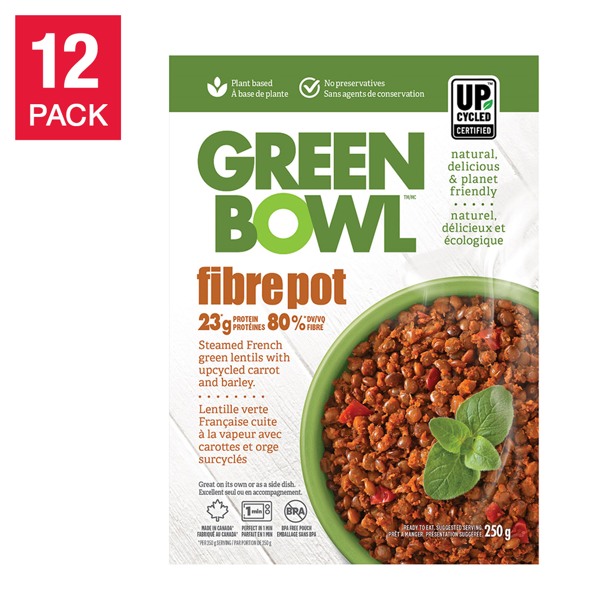 Green Bowl Fibrepot Vegan Meal, 12 × 250 g