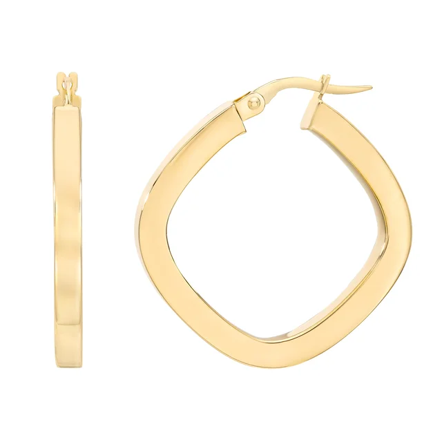 14kt Yellow Gold Rectangular Hoop Earrings