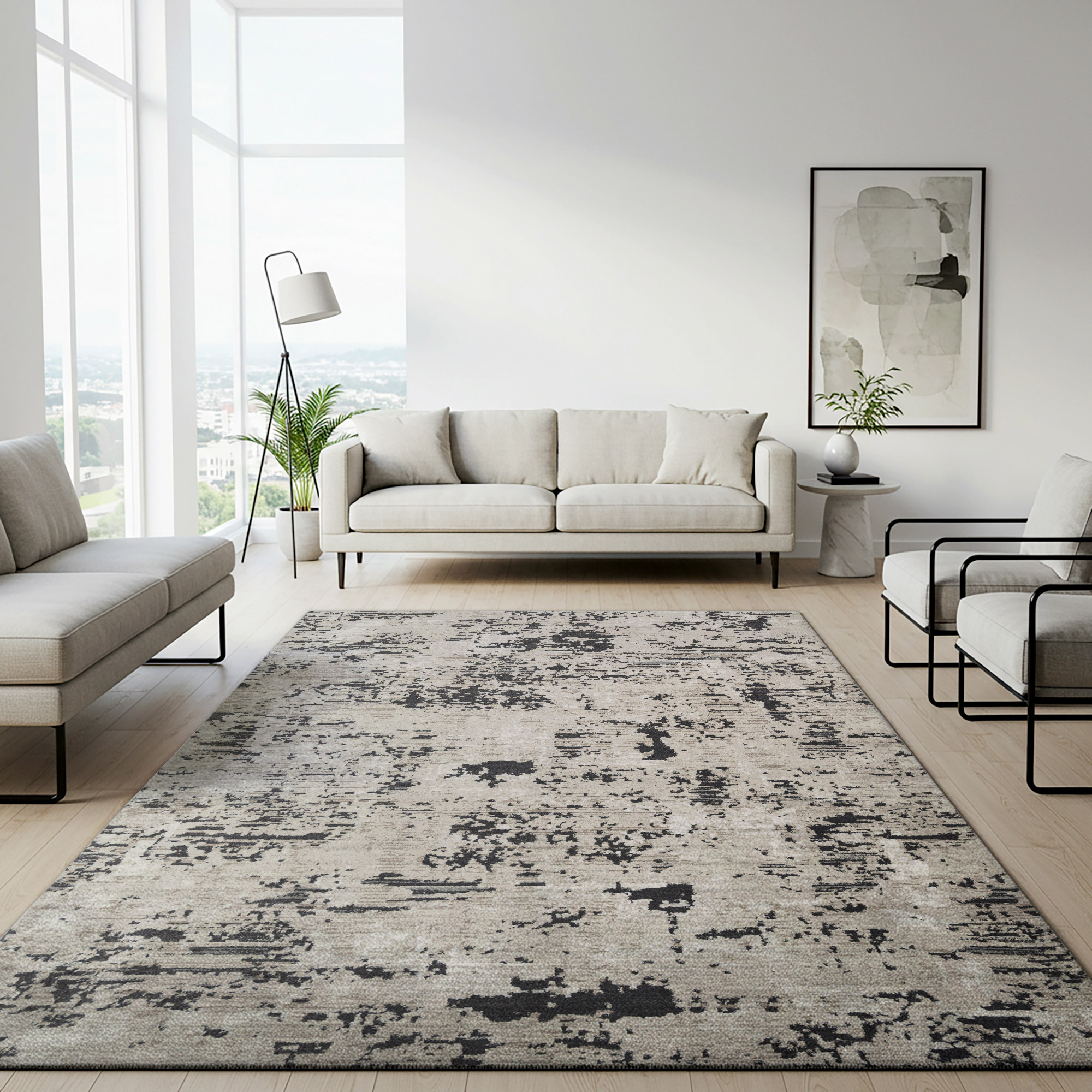 Solaris Area Rug  Argent Charcoal  7’10” x 10’