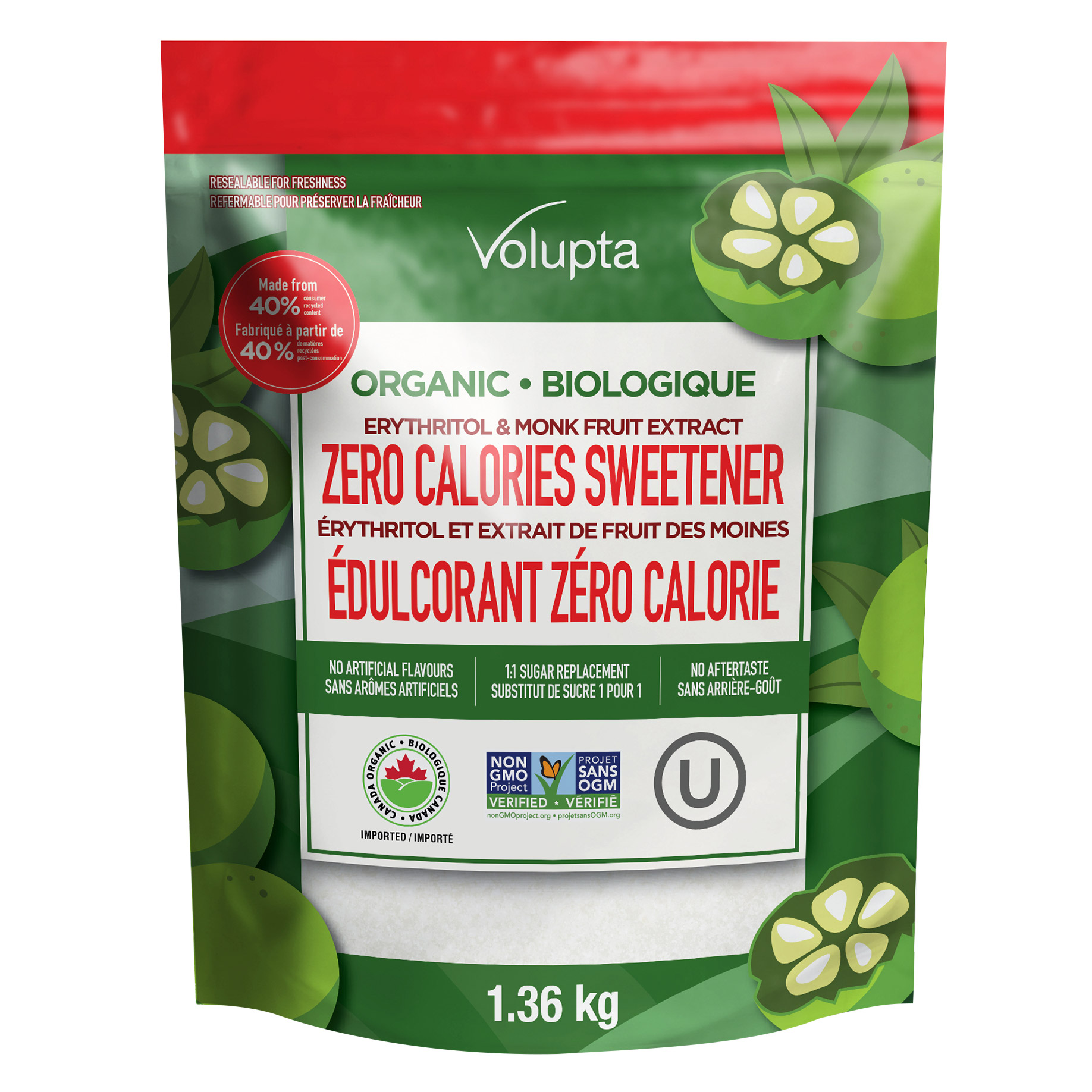 Volupta Organic Erythritol Monk Fruit Sweetener, 1.36 kg | Costco