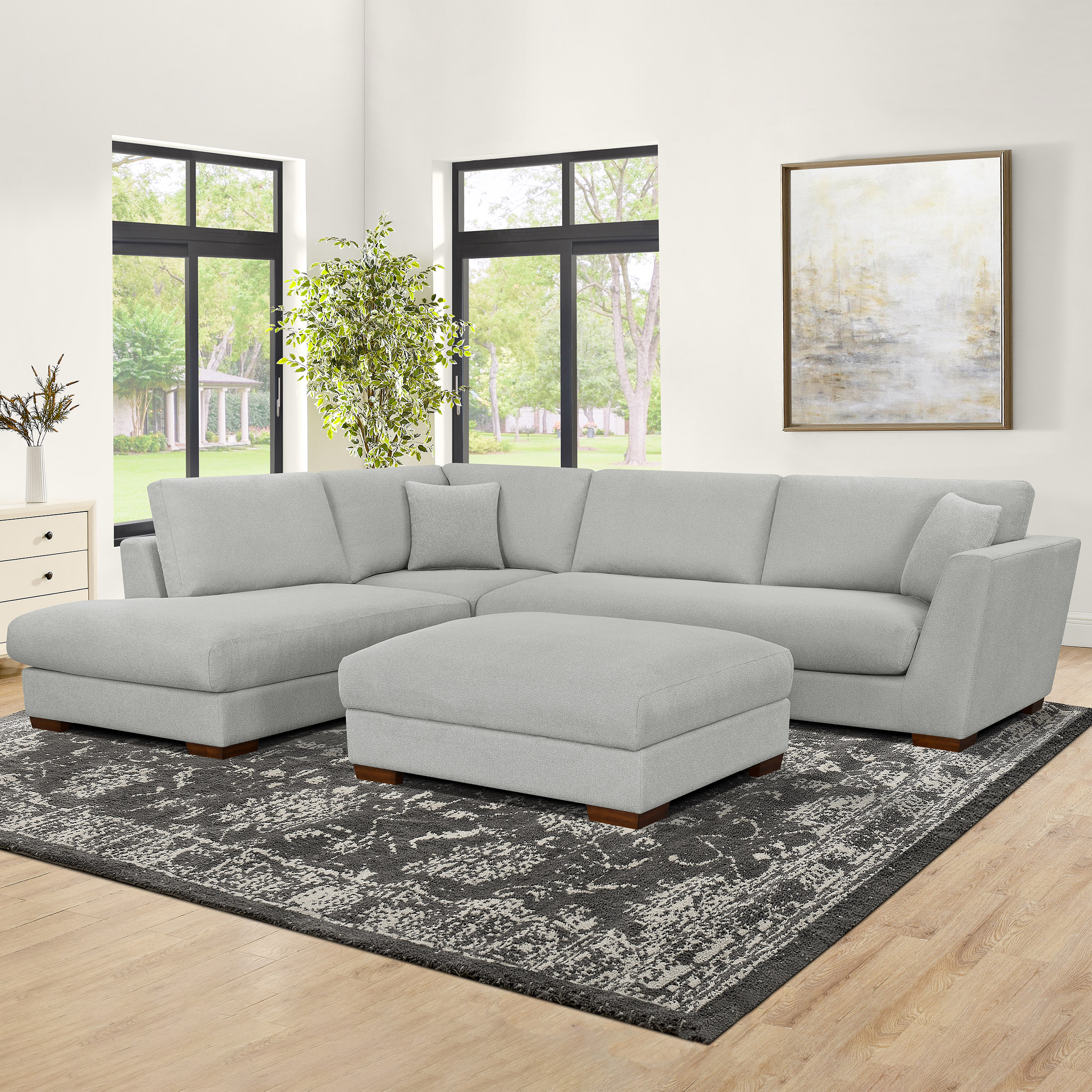 Henredon Larkin House 2-piece Left-hand Facing Fabric Sectional with Storage Ottoman