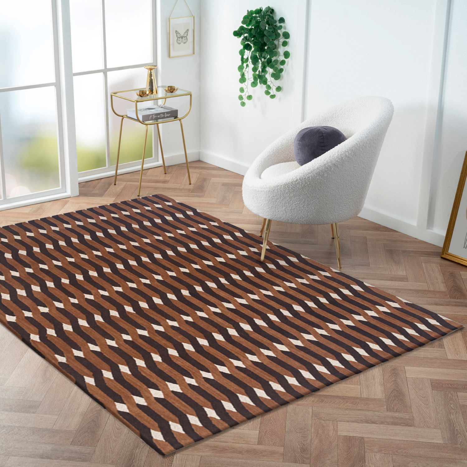 Obeetee Retro Hand Tufted Wool Area Rug  Allure Rust