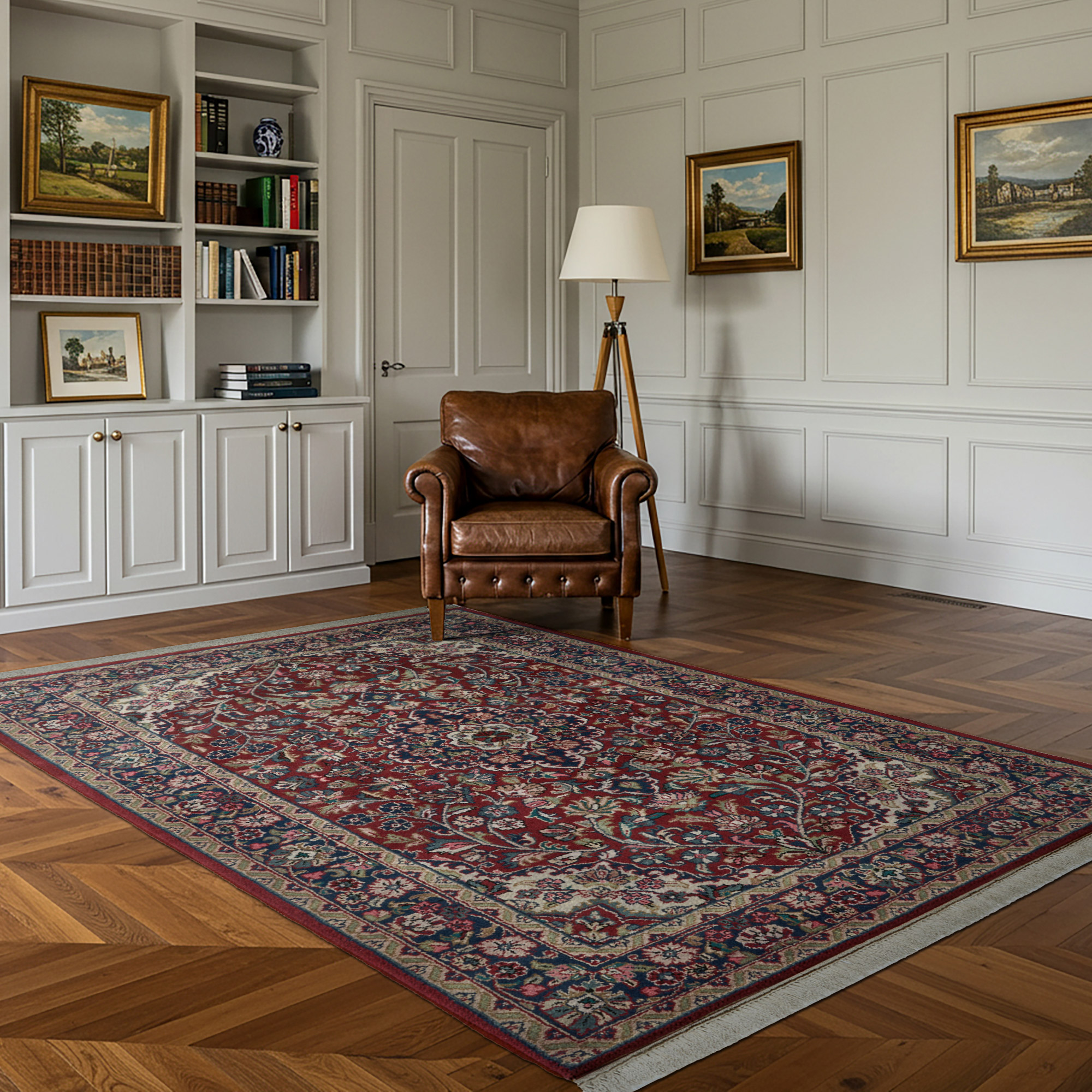 Chatsworth Hand Knotted Rug Collection  Penshurst Medallion Red