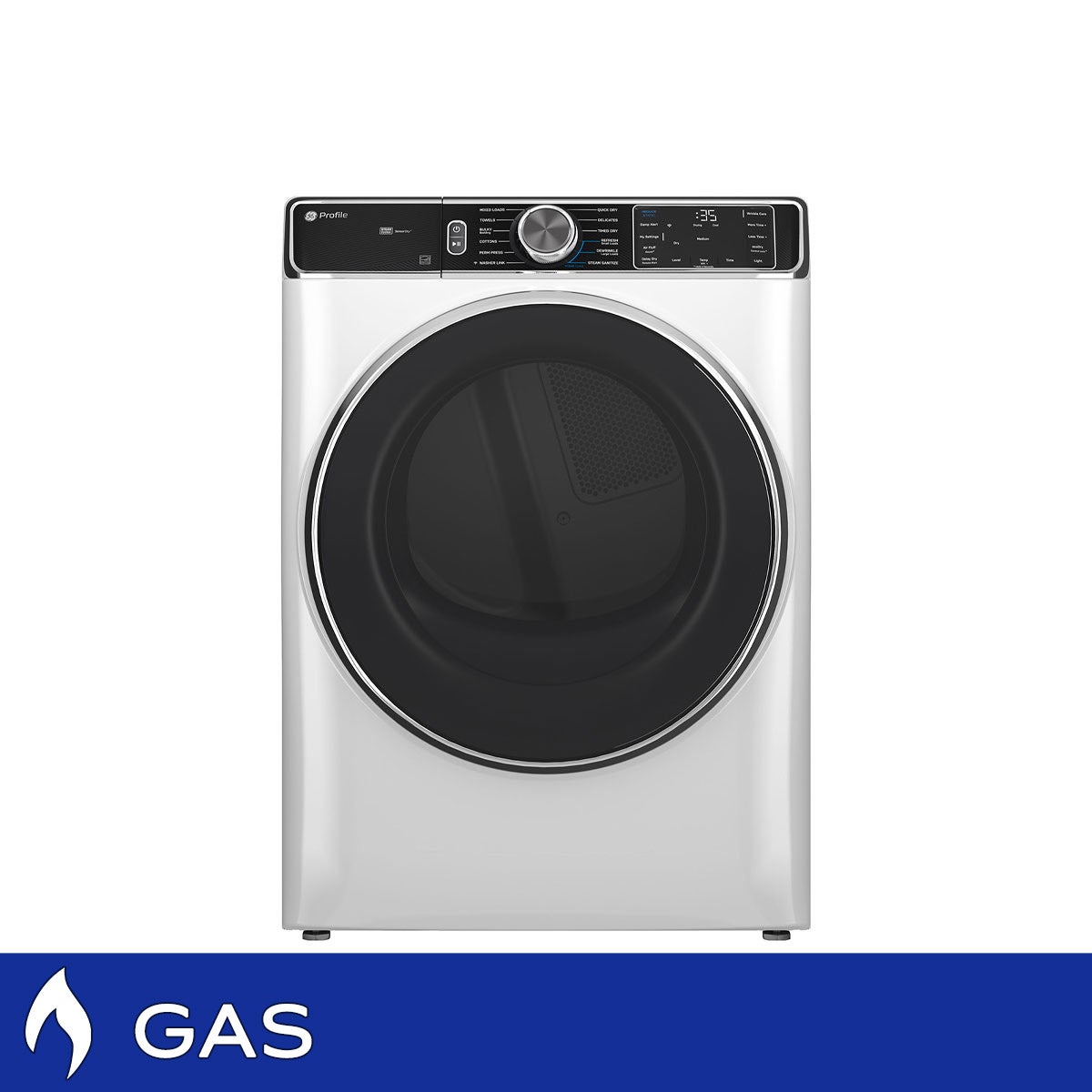 GE Profile 7.8 cu. ft. Smart GAS Dryer with Steam, Sanitize and Quick Dry Cycles, Reversible Door, WiFi