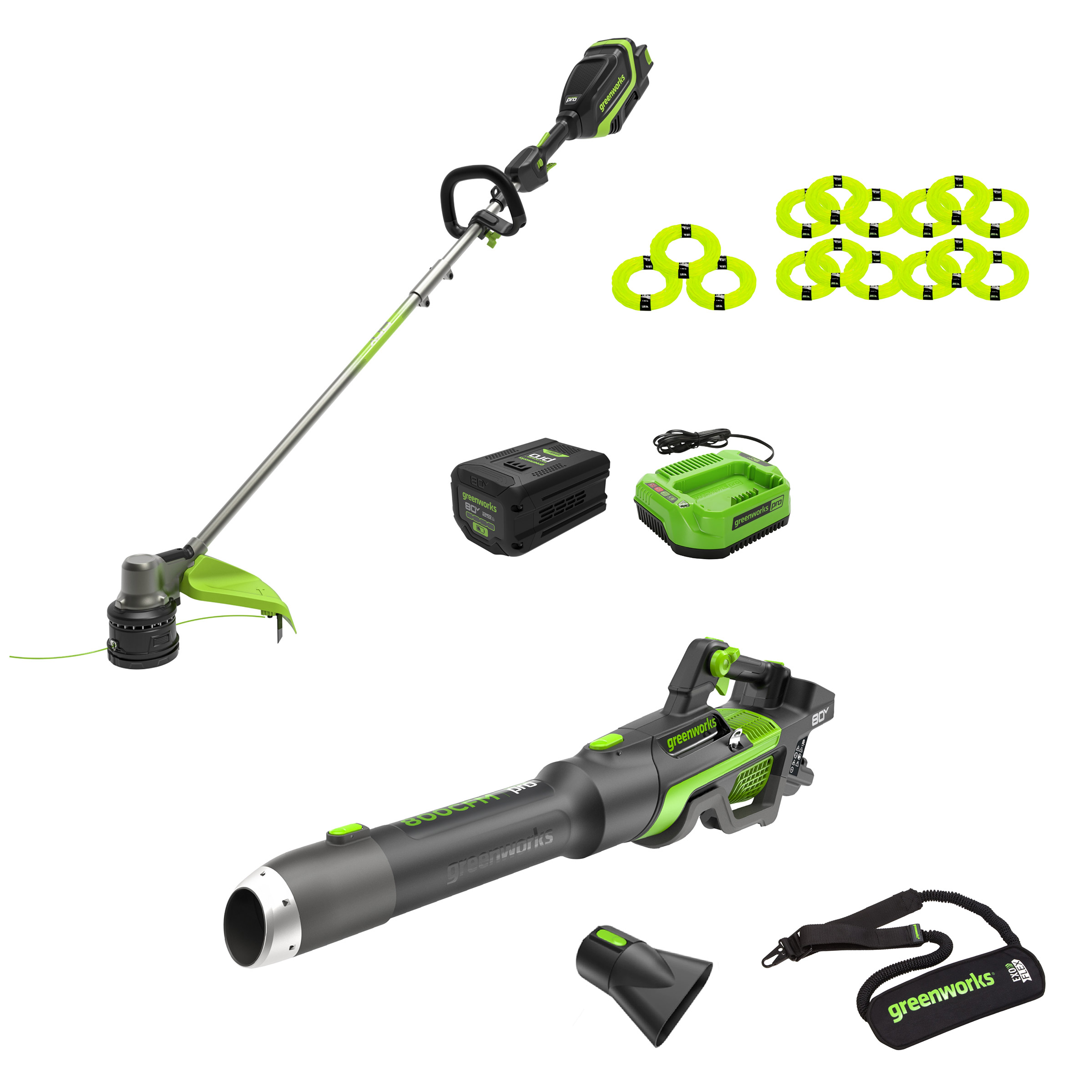 Greenworks 80V 800CFM Blower and 17” Trimmer Combo Kit​ | Costco