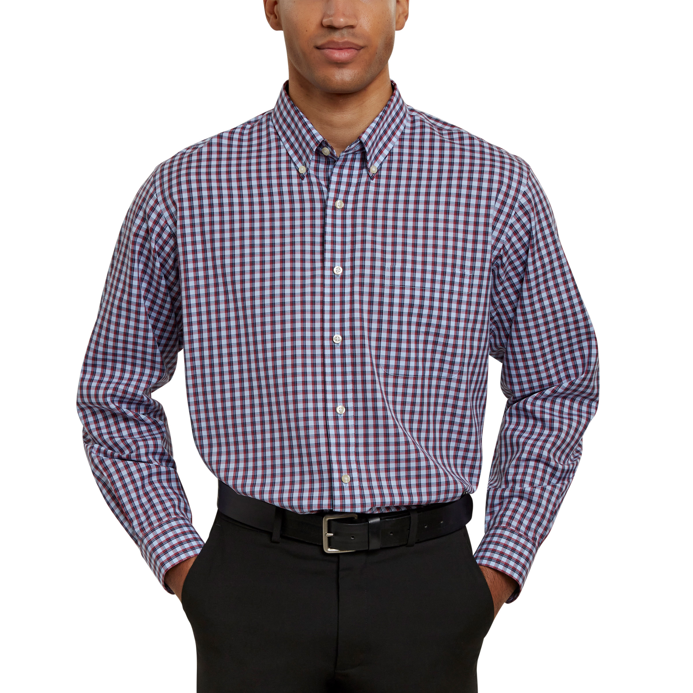 checkered blue dress shirt Light Blue Gingham Dress Shirt | Mizzen + Main main image 0