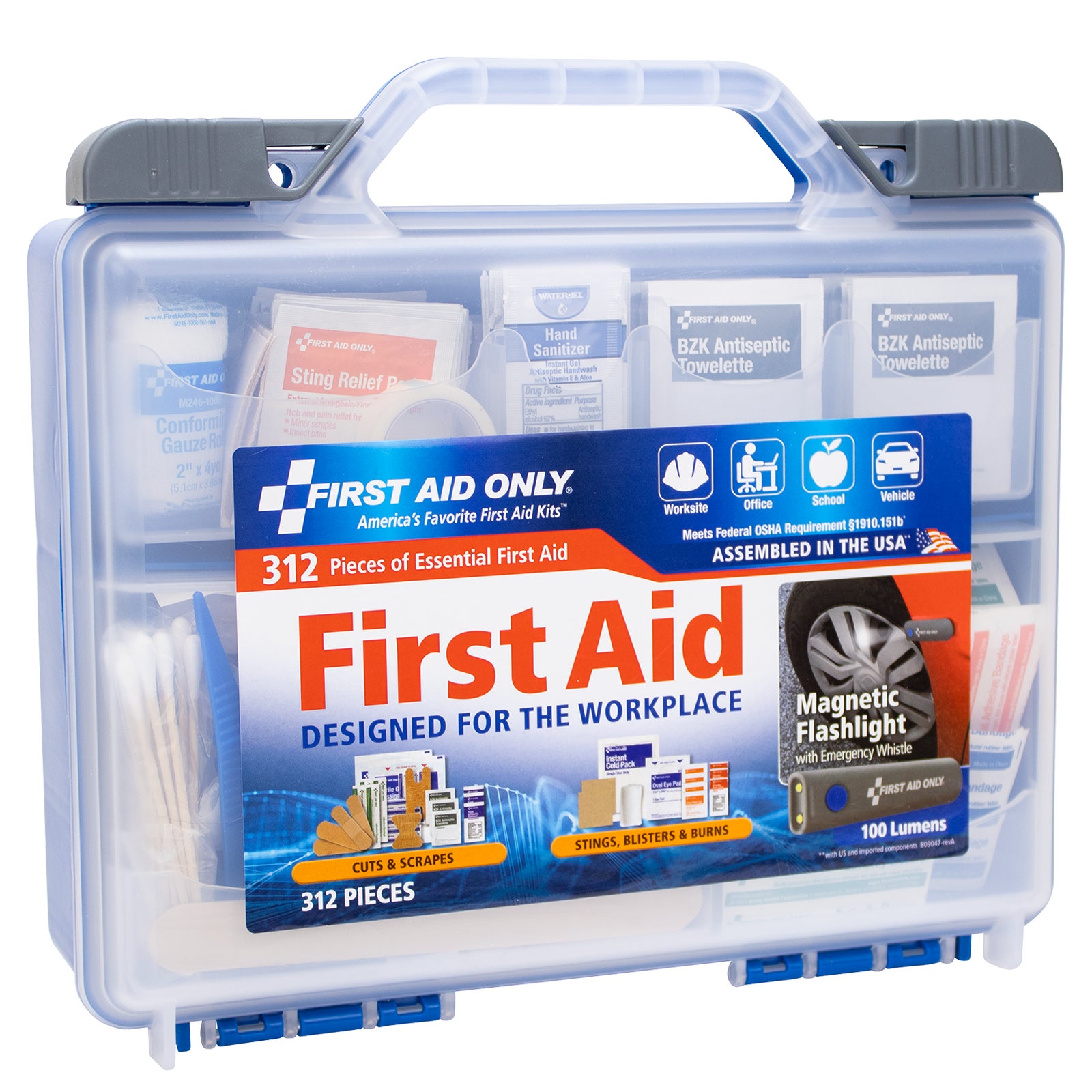 SOURCE セルフマネジメントキット First Aid Only, Workplace First Aid Kit with Flashlight, 312