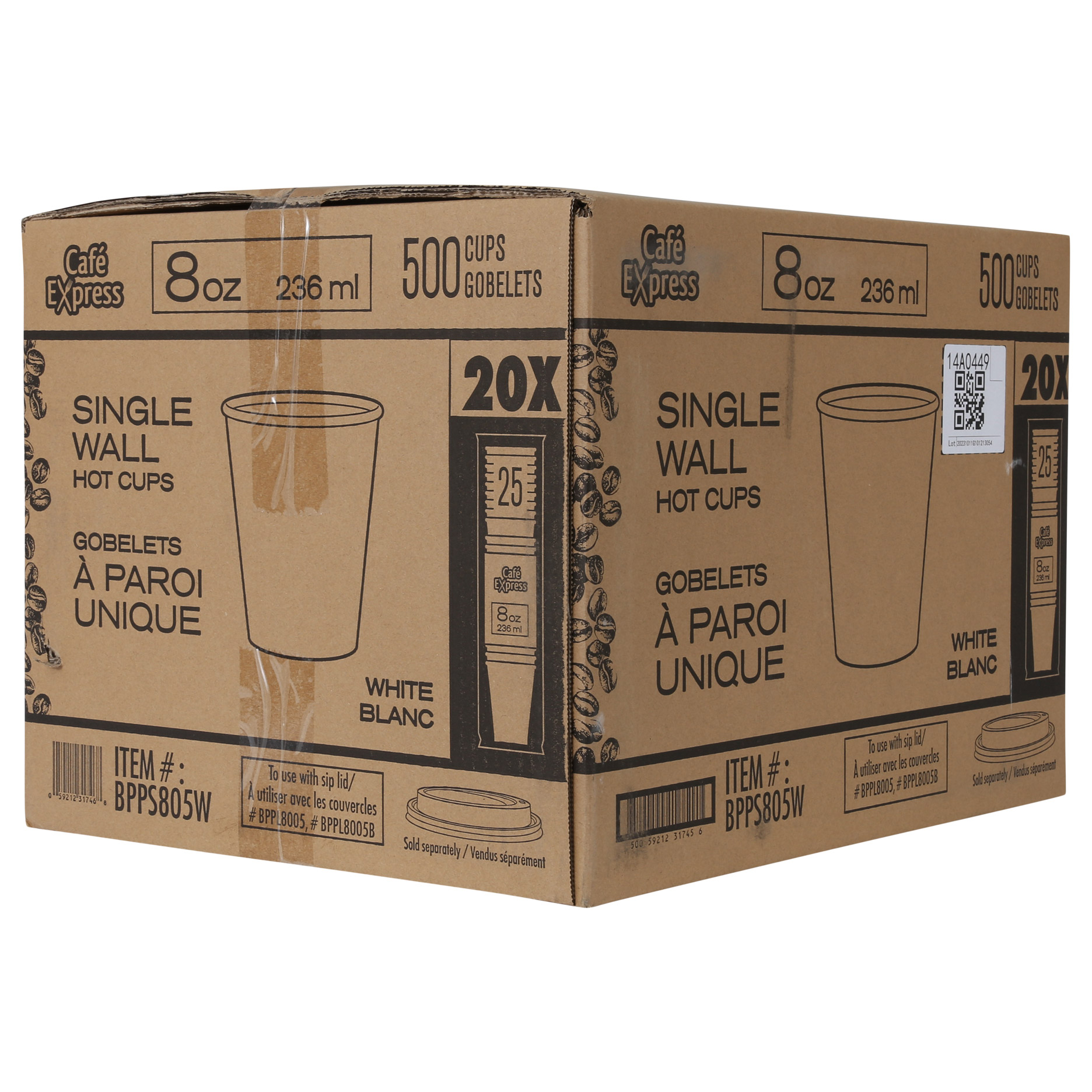 Café Express Single Wall 8-oz Hot Cups, 5 Packs of 100 | Costco