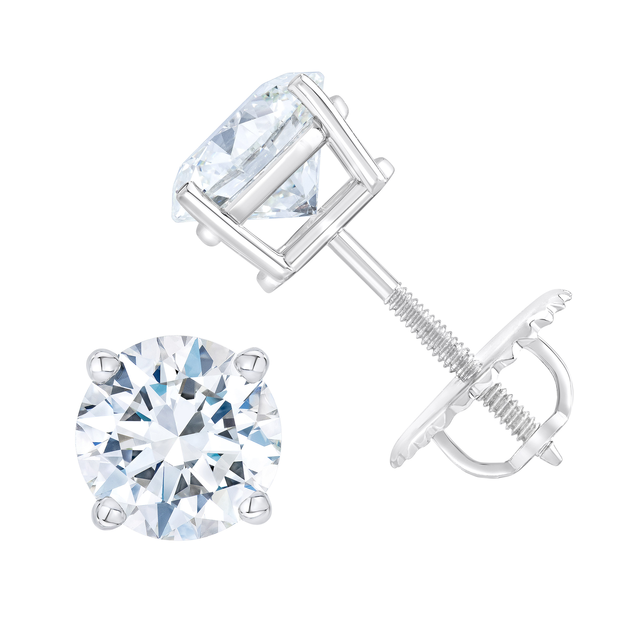 Round Brilliant 3.00 ctw VS2 Clarity  I Color Diamond Platinum Stud Earrings