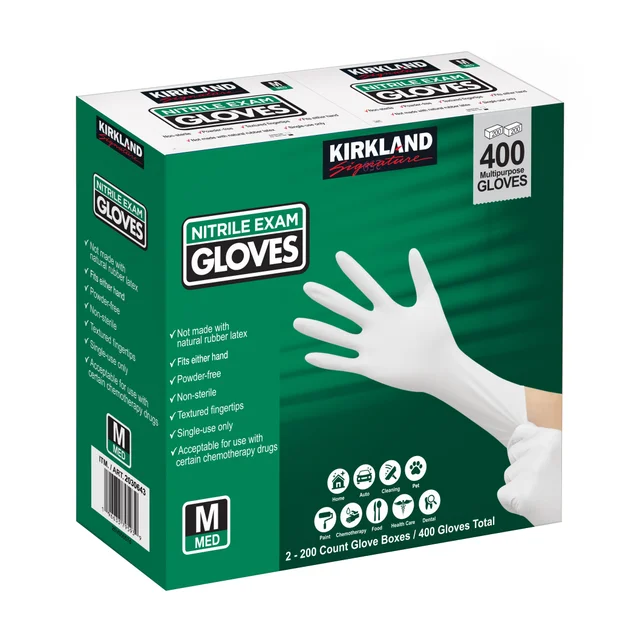 KIRKLAND SIGNATURE NITRILE EXAM GLOVE MEDIUM 2/200 CT
