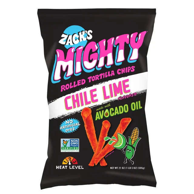 ZACK'S MIGHTY AVOCADO OIL CHILE LIME ROLLED TORTILLA CHIPS