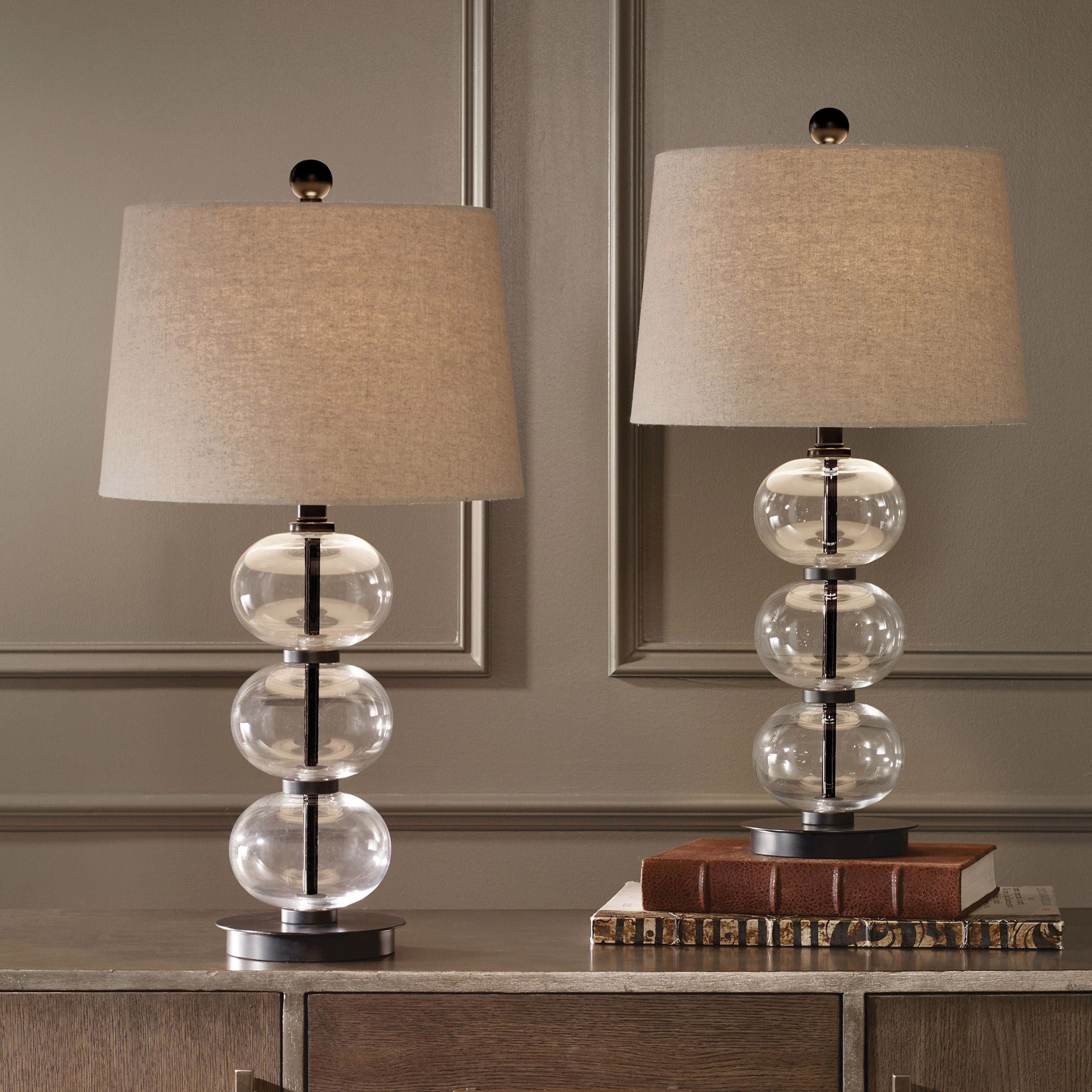 Naomi Clear Glass Sphere Table Lamp, 2-pack | Costco, image size:2100x2100