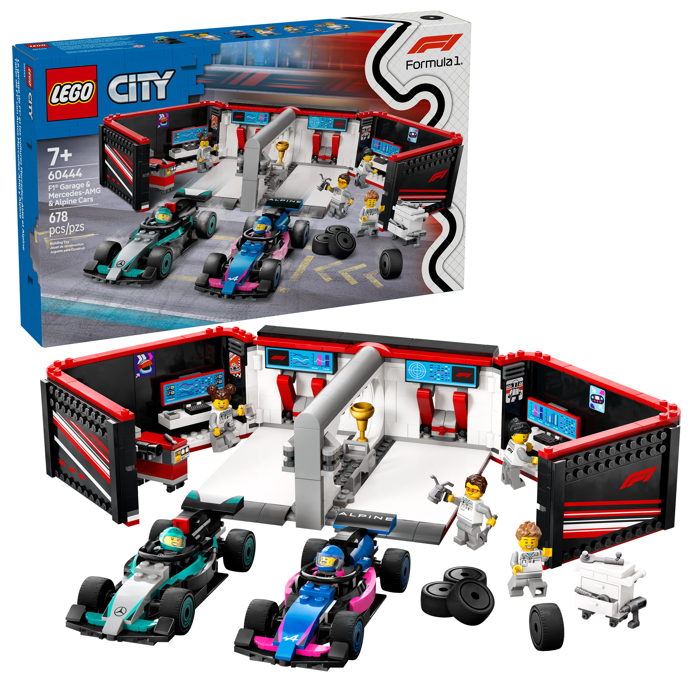 LEGO City F1 Garage & Mercedes-AMG & Alpine Cars Toy 60444