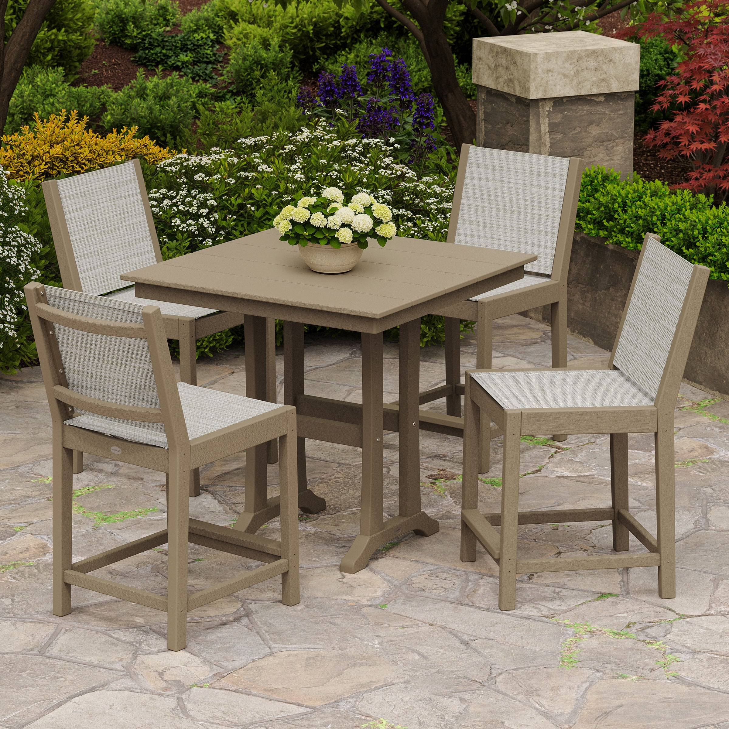 POLYWOOD Camden 5-Piece Sling Outdoor Patio High Dining Set | Costco
