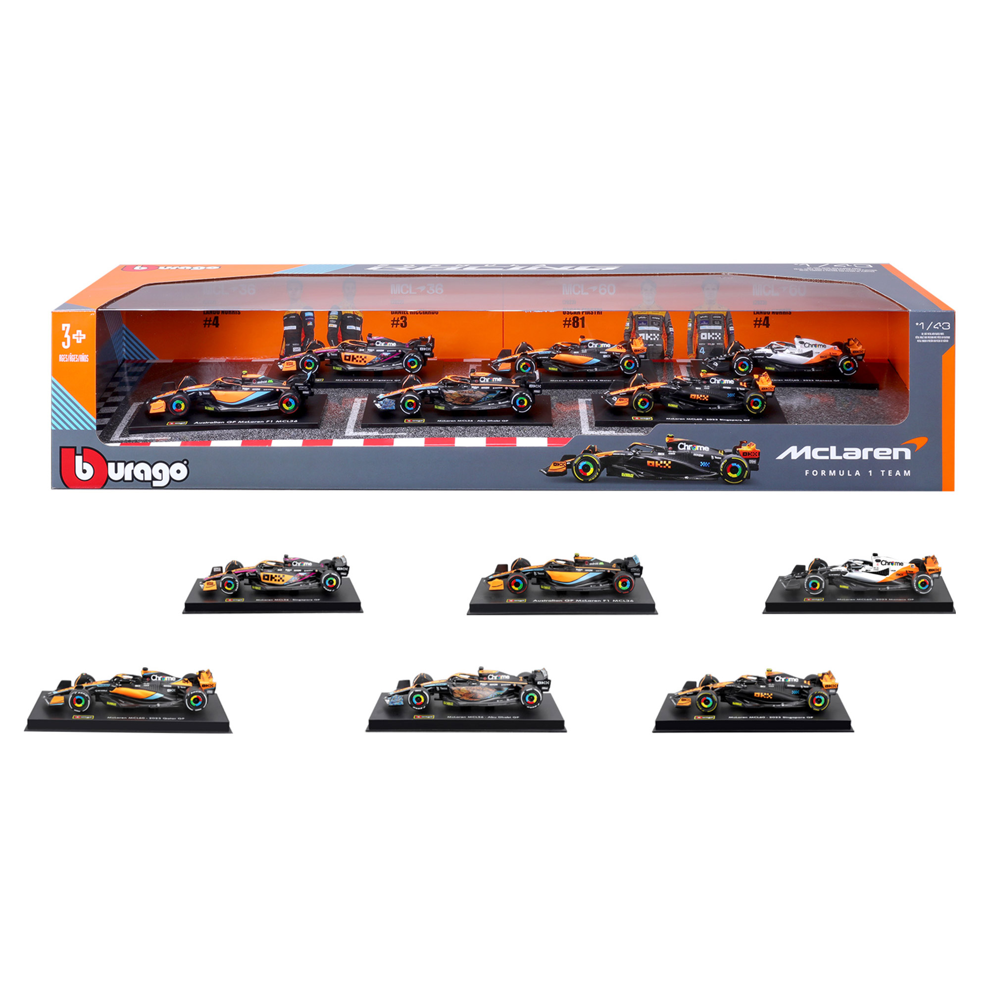 Burago Formula Racing 1/43 ミニカーセット 6台 Bburago 1:43 McLaren Formula Racing Die-cast Model 6-pack | Costco