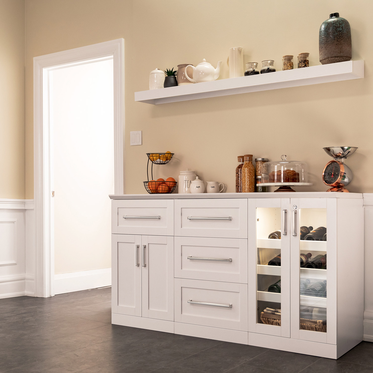 Home Wine Bar Cabinet 5-piece Set with Display Shelf by NewAge