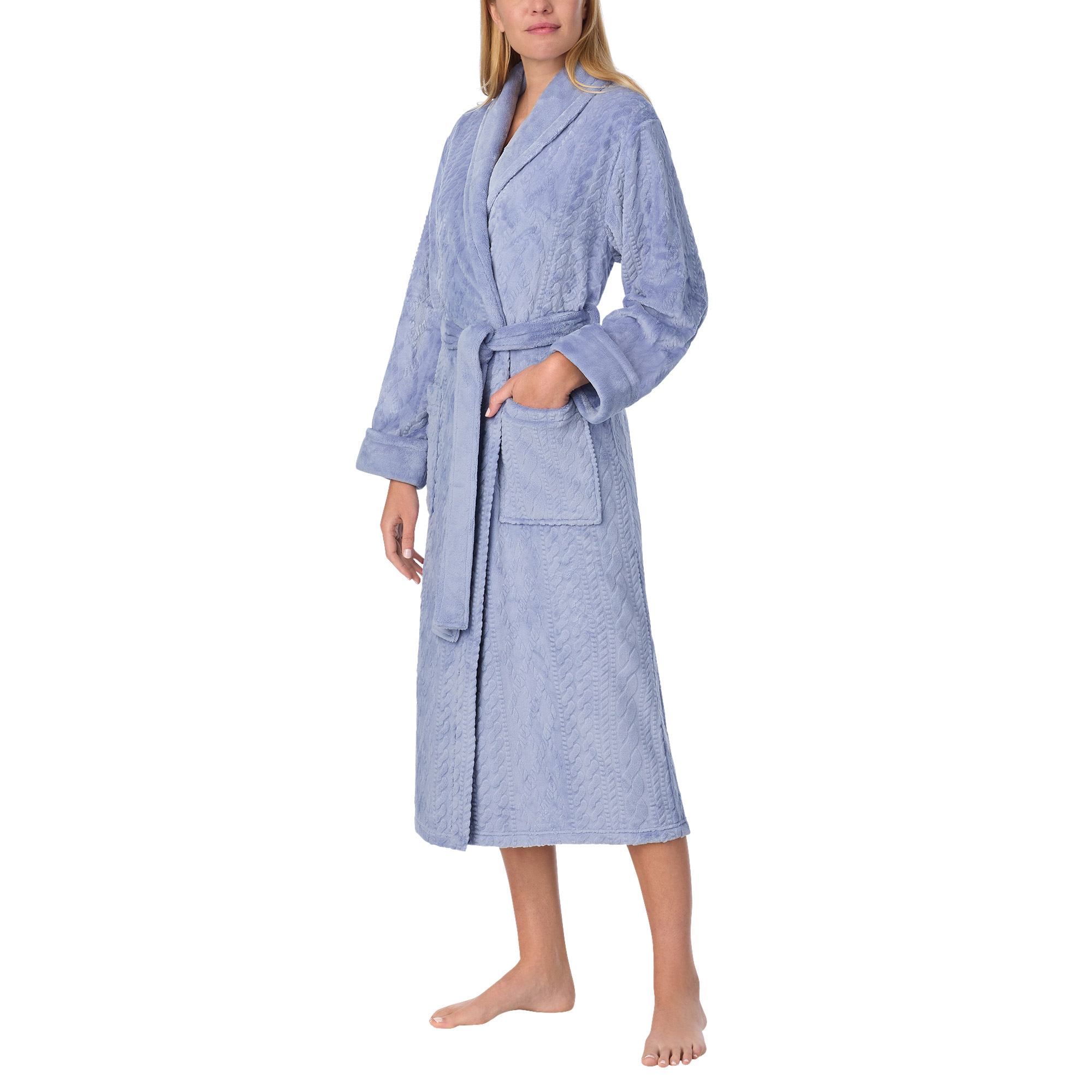 Room Service Women's Cable Texture Plush Robe | Costco