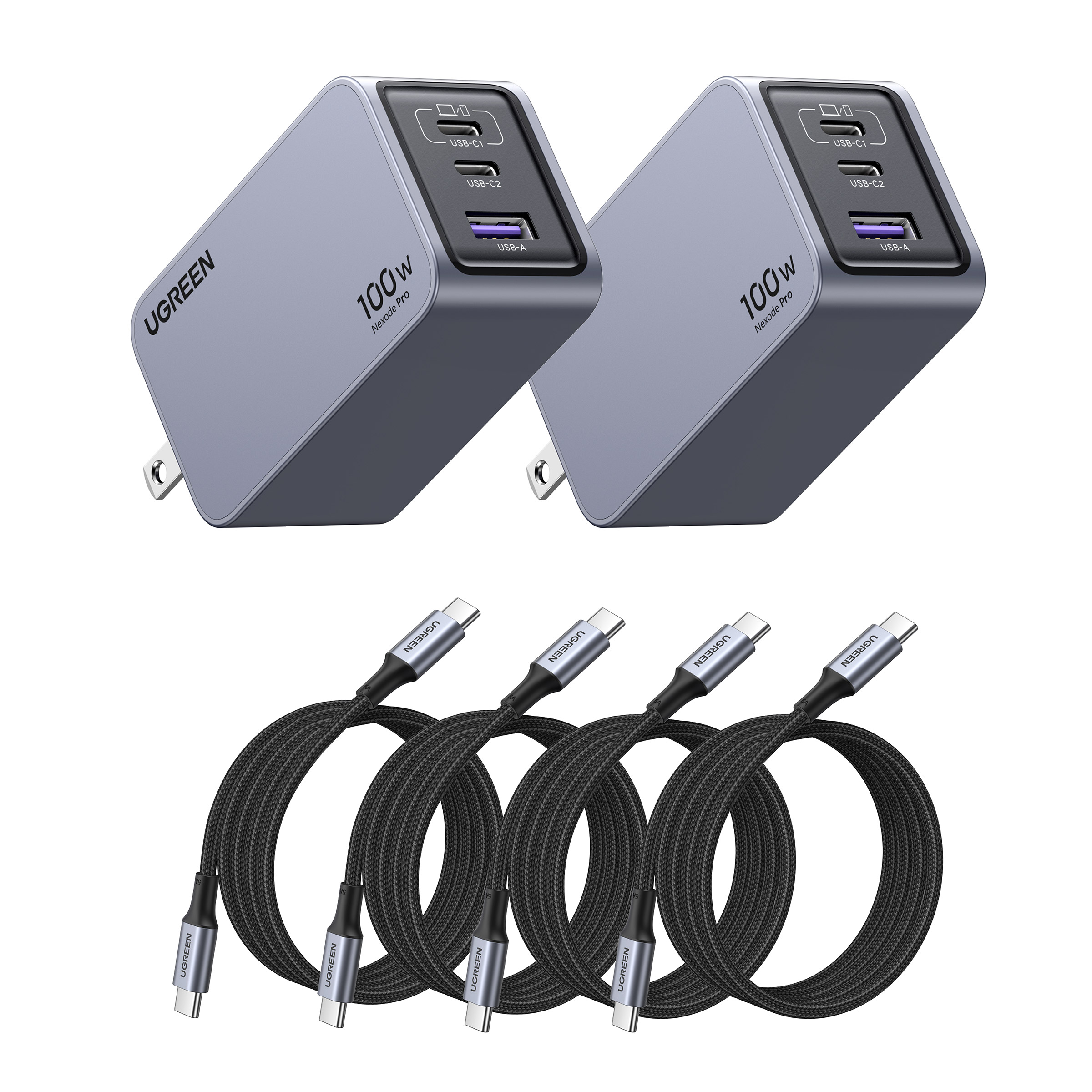 Ugreen Nexode Pro 100 W GaN Charger and 100 W USB-C Cables Bundle