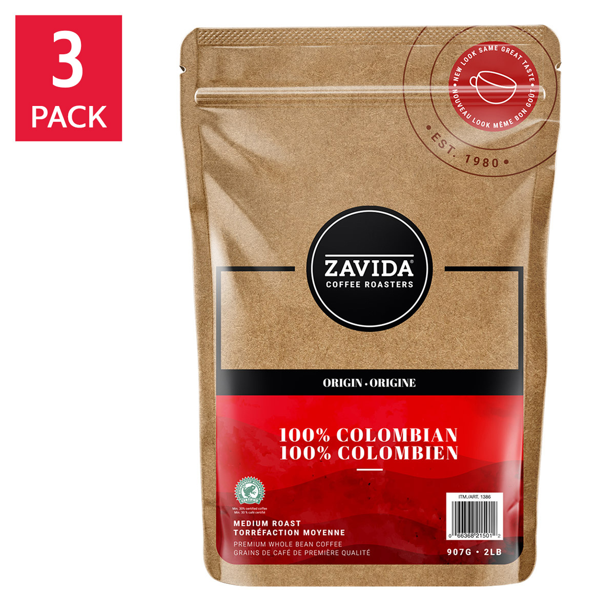 コーヒー aco Zavida 100% Colombian Whole Bean Coffee, 3 x 907 g | Costco