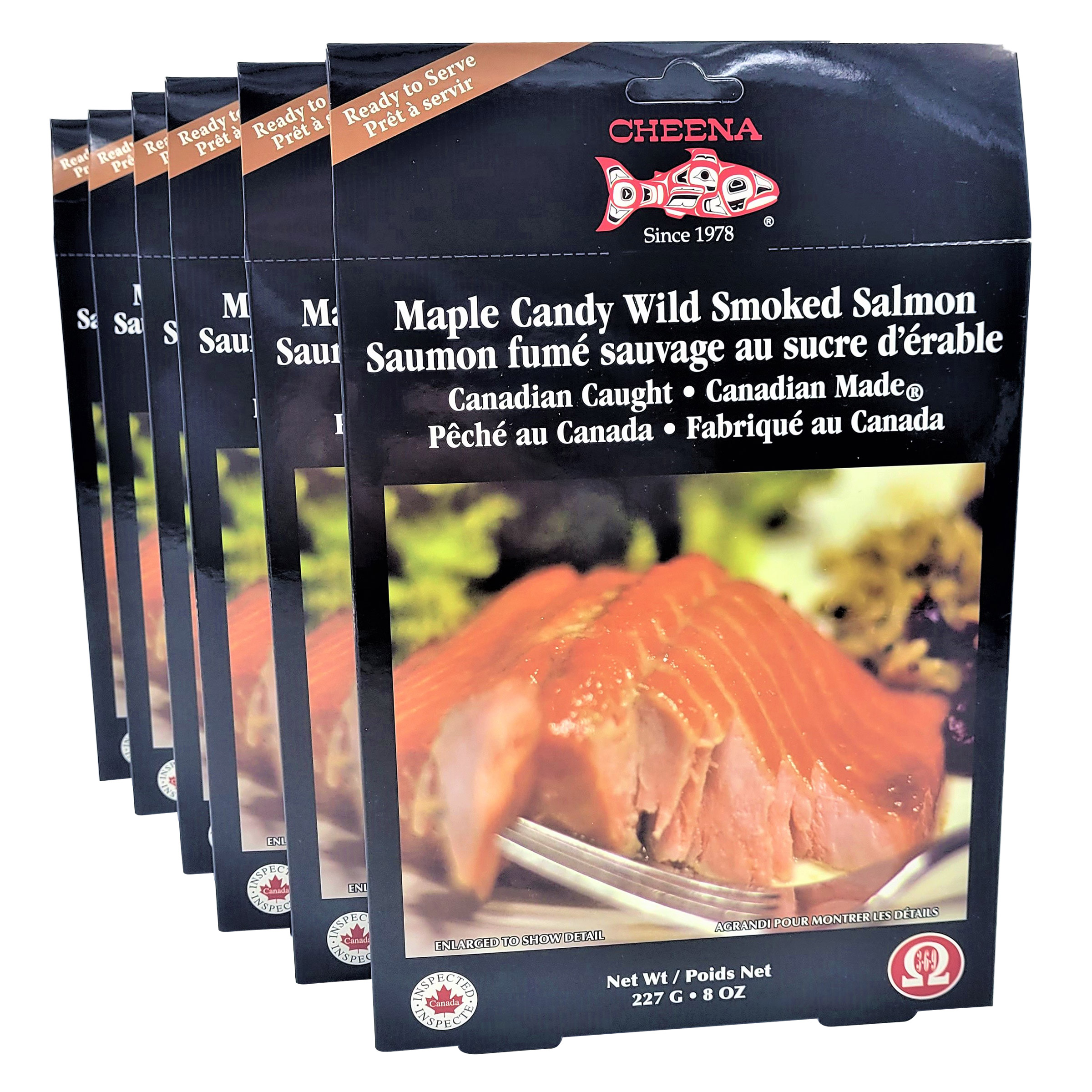 Cheena Canada Maple Candy Wild Smoked Salmon, 6 x 227 g