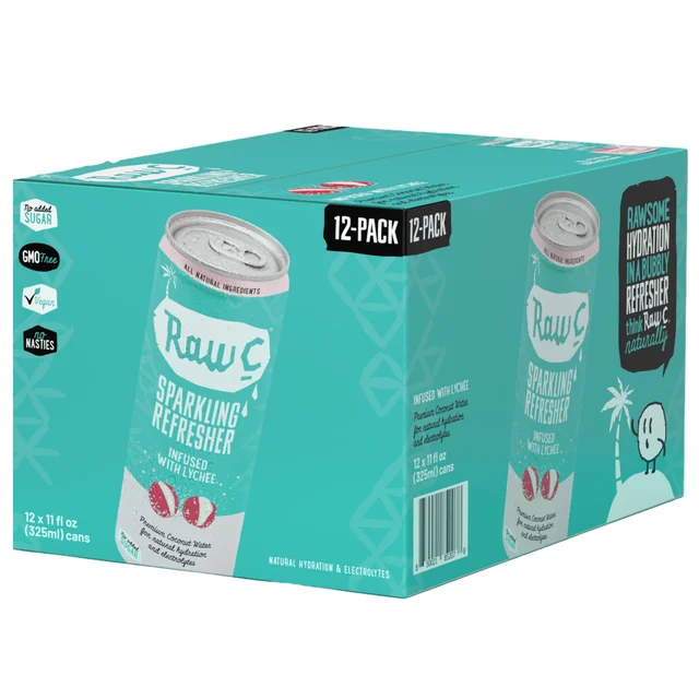 RAW C SPARKLING COCO WATER W/ LYCHEE 12/11OZ