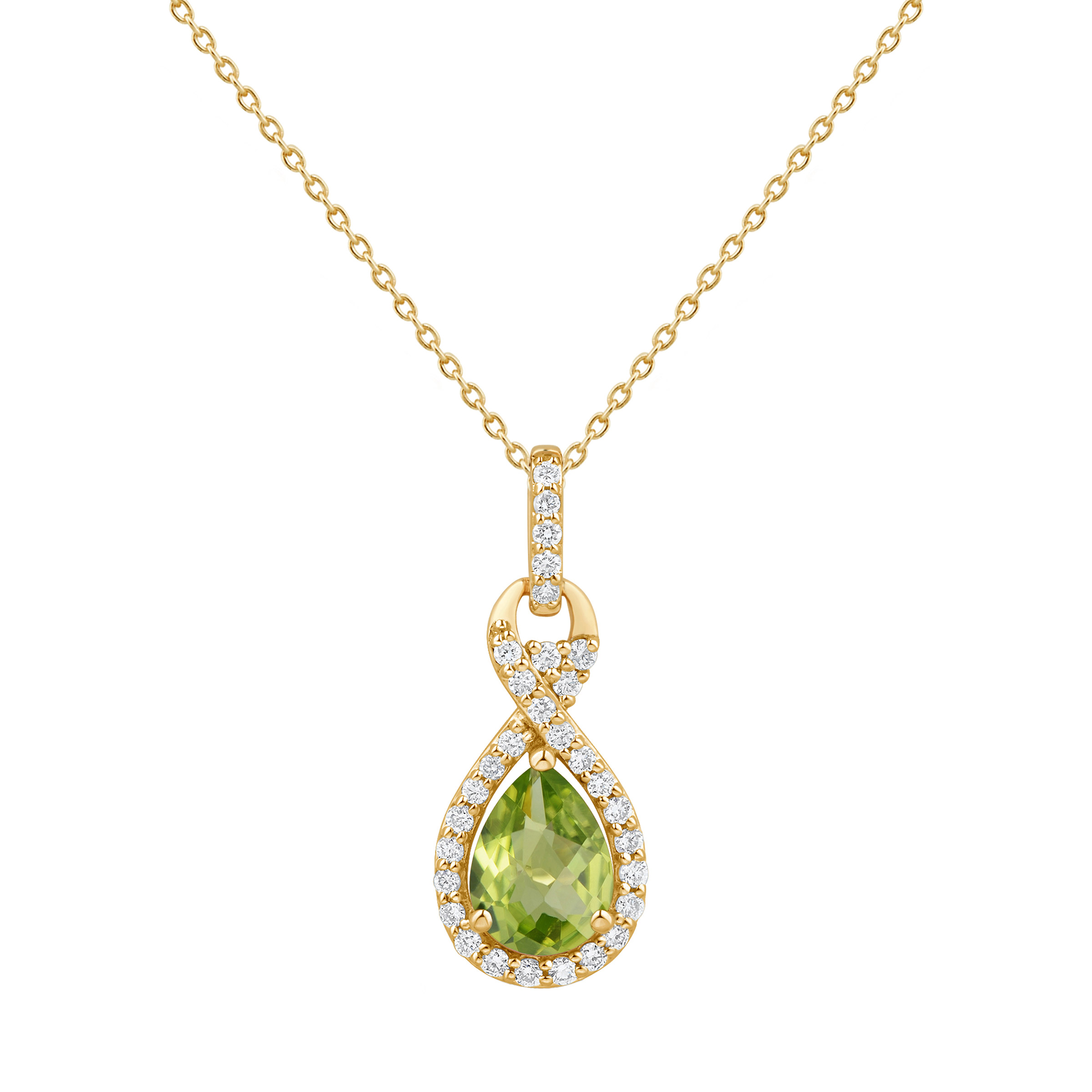 Pear Cut Peridot and Diamond Pendant (0.18 ctw)