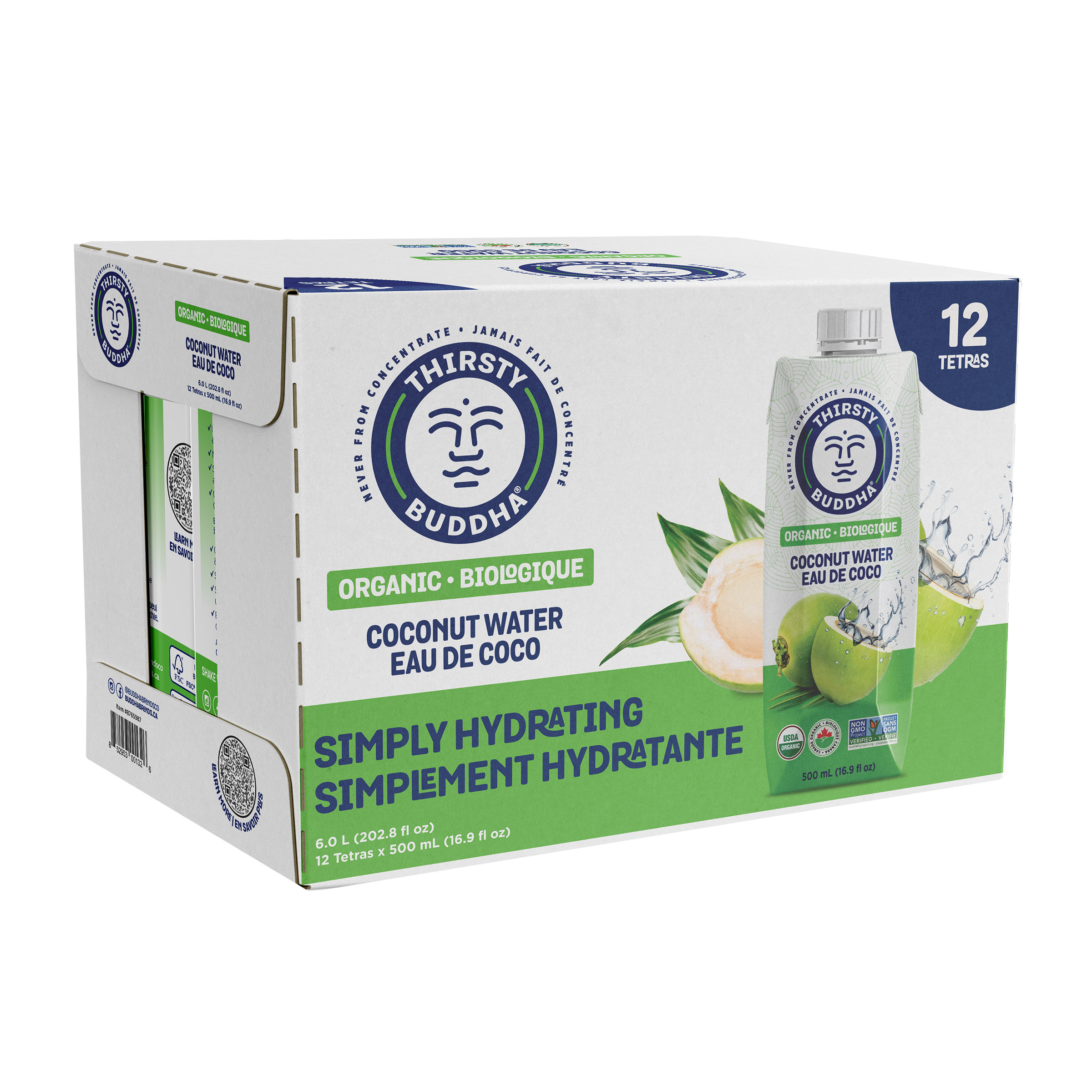 Thirsty Buddha Organic Coconut Water 12 x 500 mL