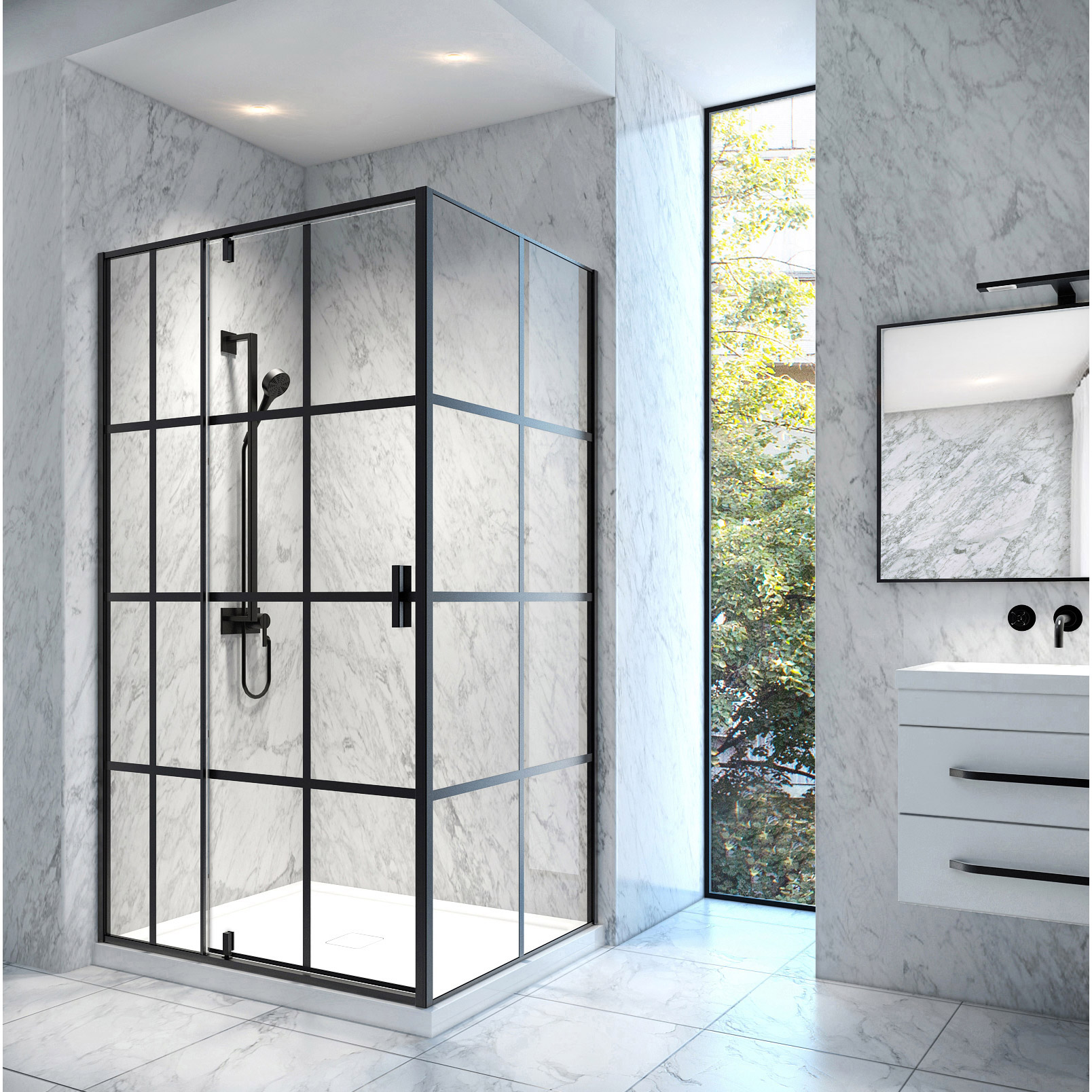 Appollo Jaqueline 48 in. × 36 in. Corner Shower with Pivot Door