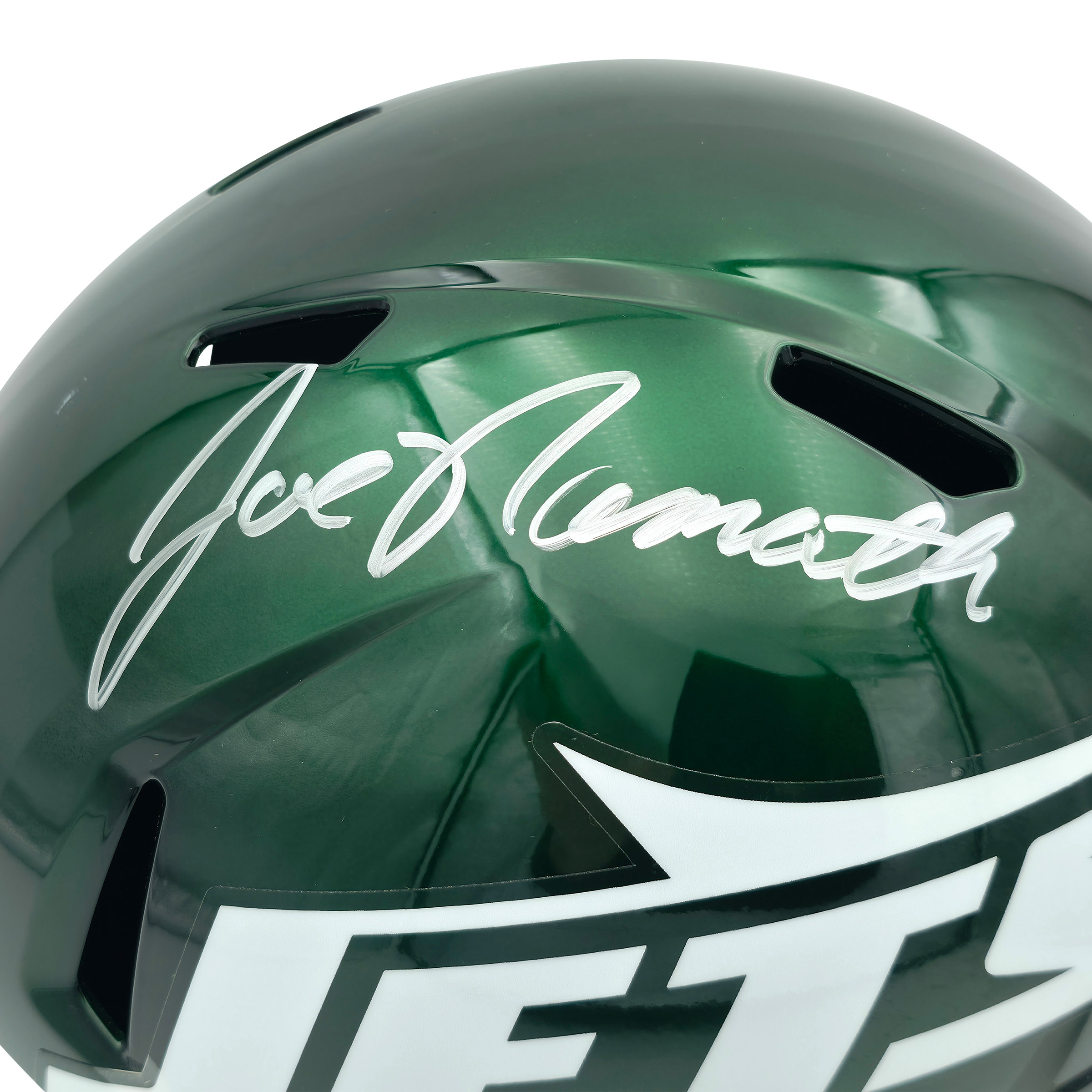 最終SALE☆レアjug 1/4 pt 付☆グリーンライン☆ラインなし9点セット Joe Namath Autographed 2024 New York Jets Green Full Size Speed