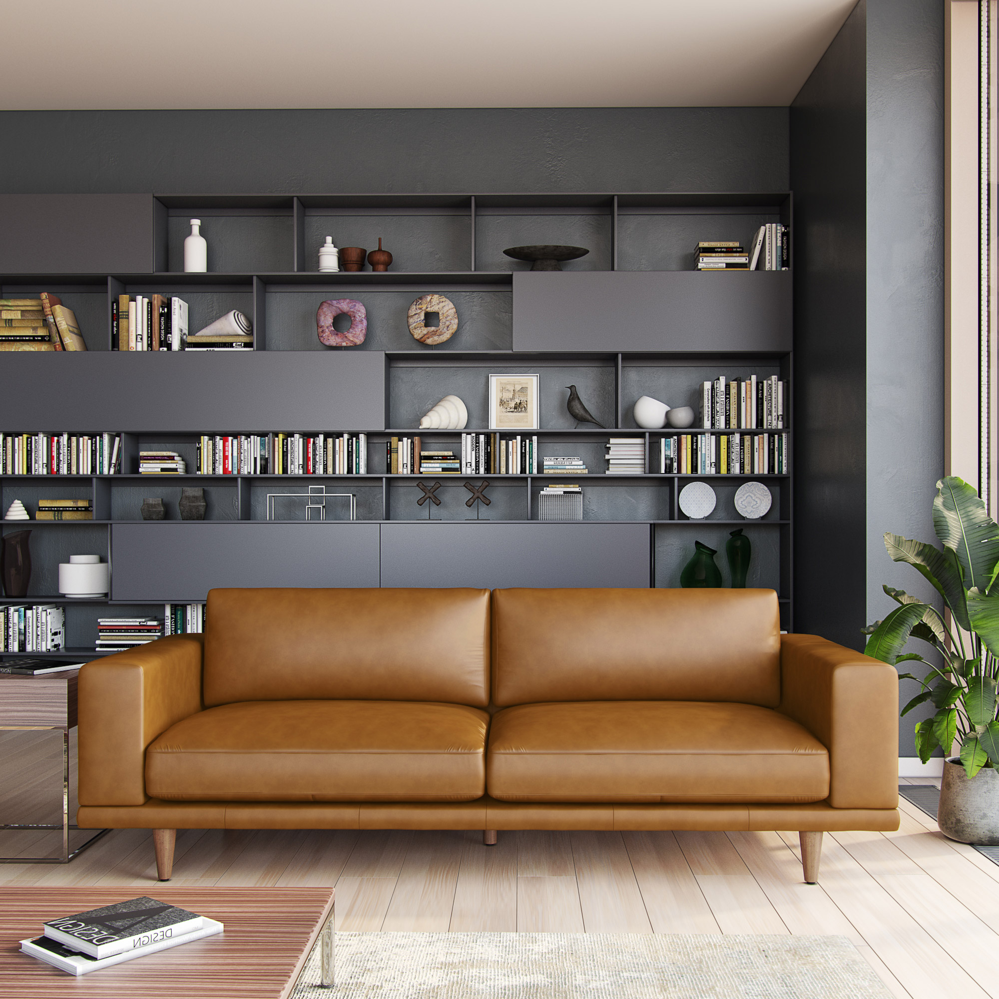 Finn Tan Top Grain Leather Sofa