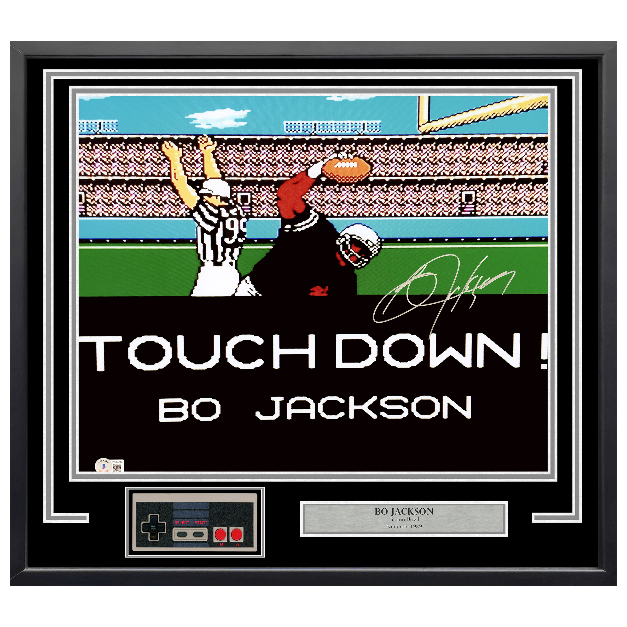 Bo Jackson Autographed Framed Nintendo Tecmo Bowl Photo with NES Controller - Beckett Authenticated