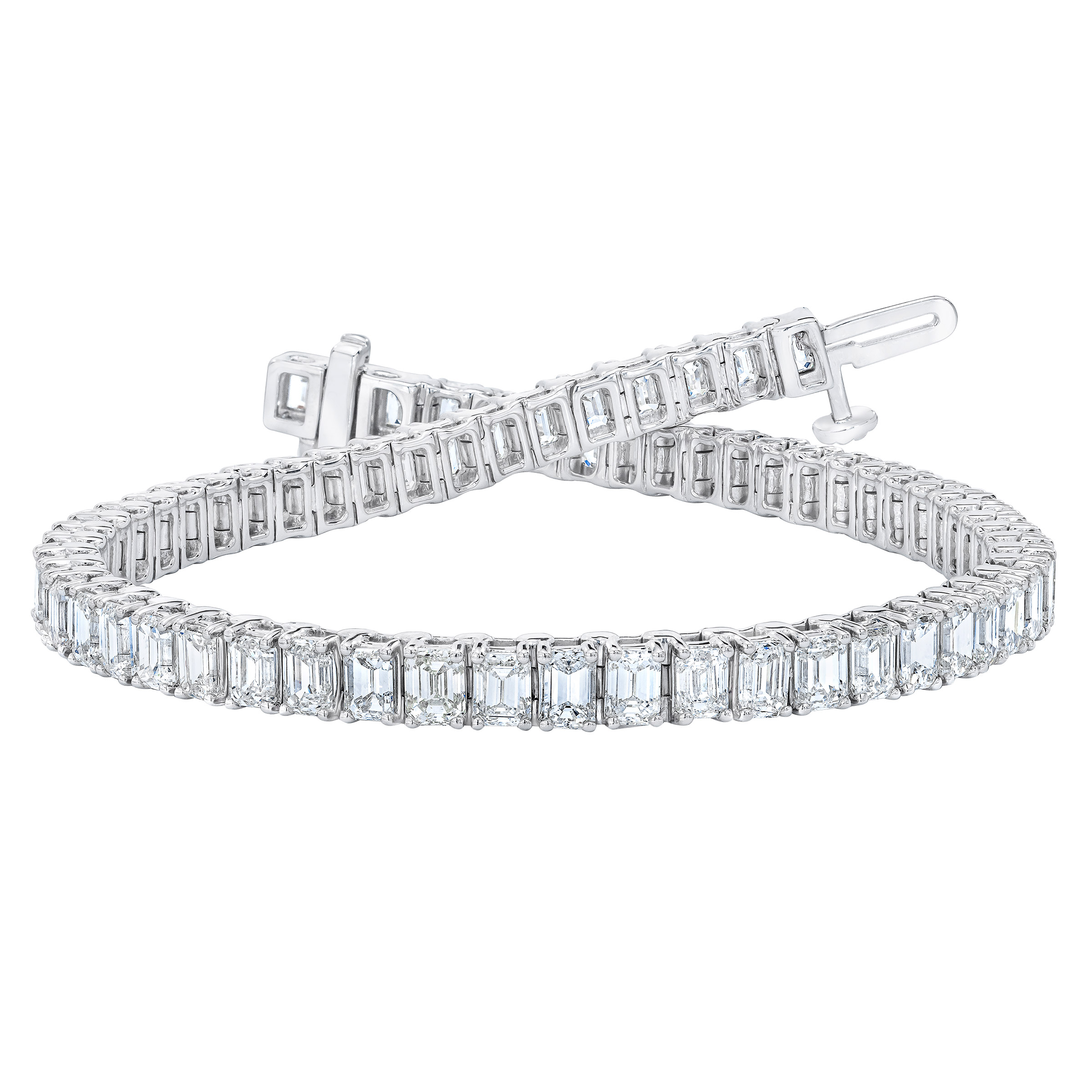 Emerald Cut 9.00 ctw VS2 Clarity  I Color Diamond 14kt White Gold Bracelet