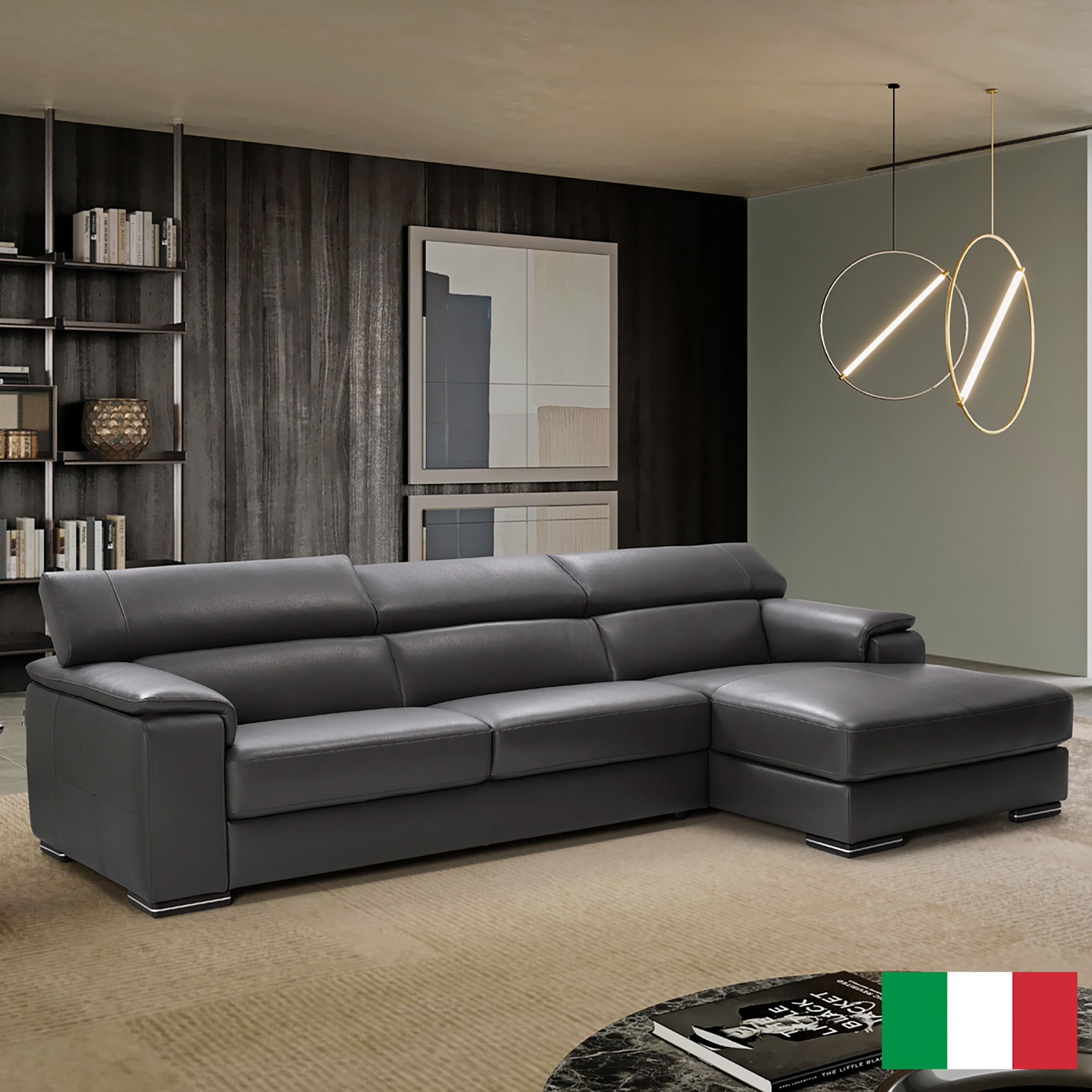 Magnum 2-piece Top Grain Leather Sofa with Right Hand Facing Chaise