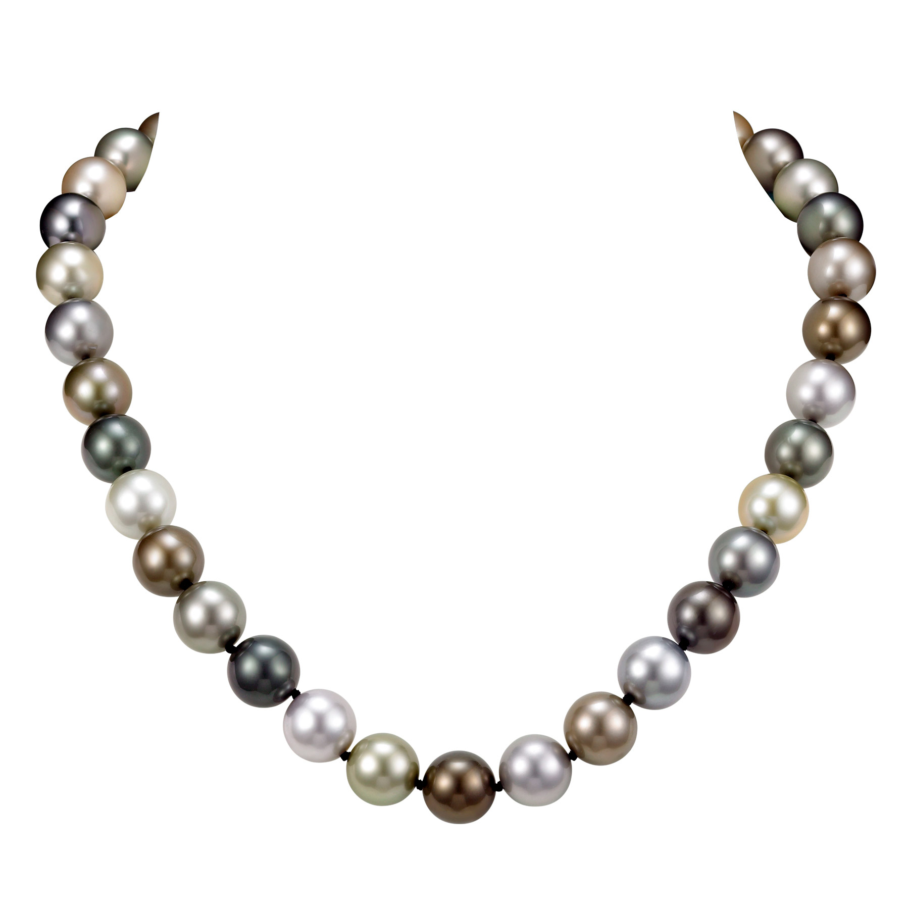 Tahitian Cultured 11.3-12mm Pearl Strand With 18kt White Gold