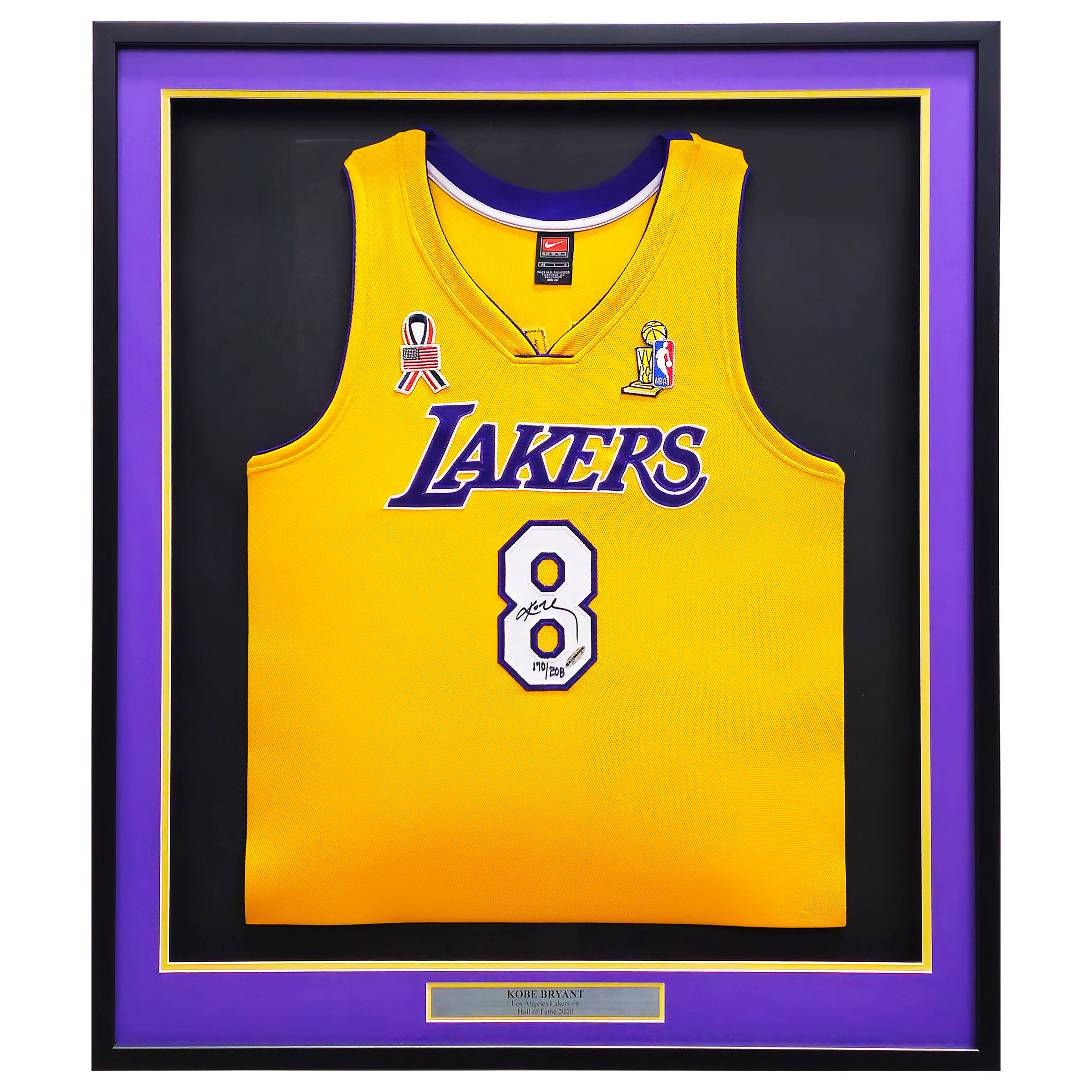 Kobe Bryant Autographed Framed Yellow Nike Los Angeles