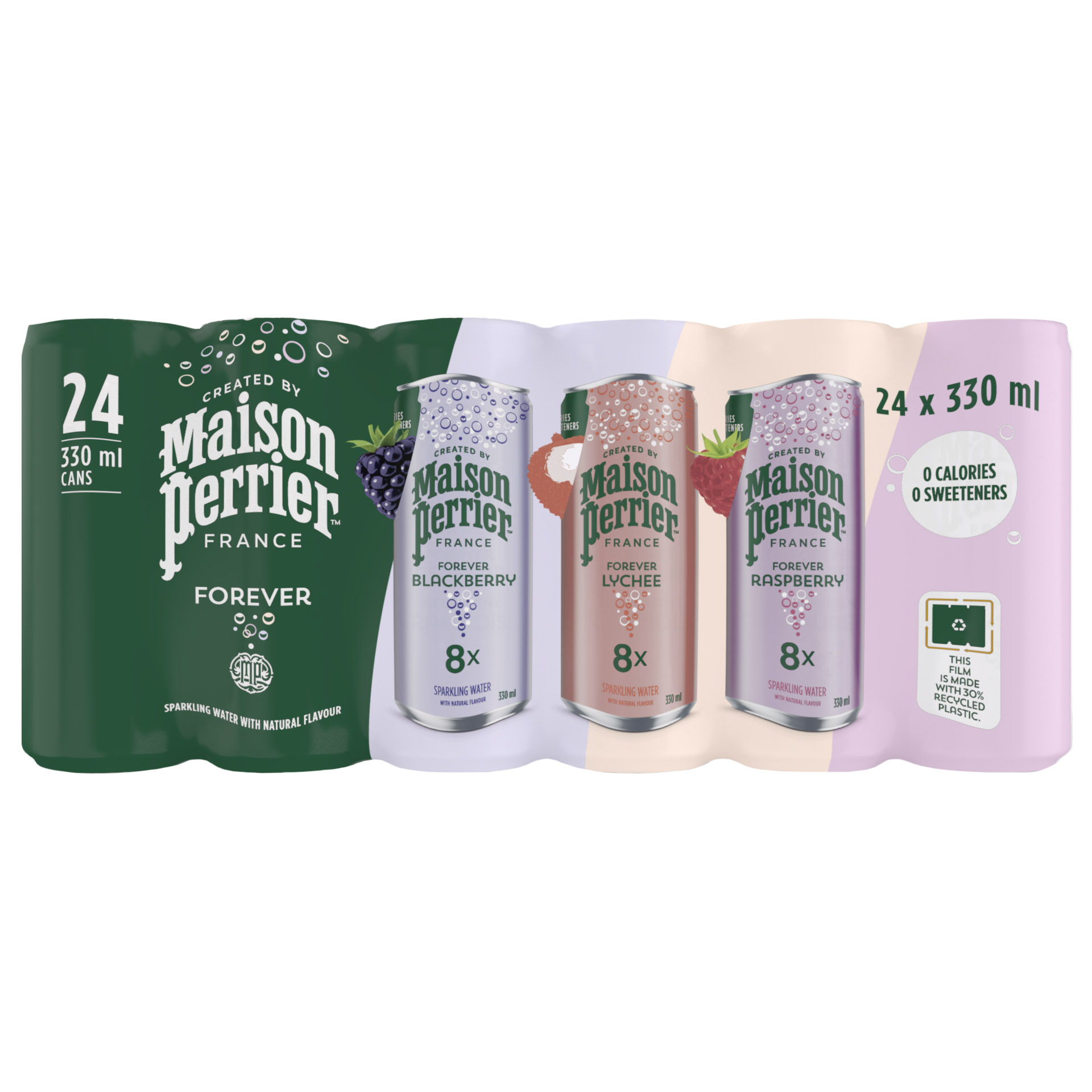 Maison Perrier Forever Sparkling Water Berry Variety Pack, 330 mL 24-pack