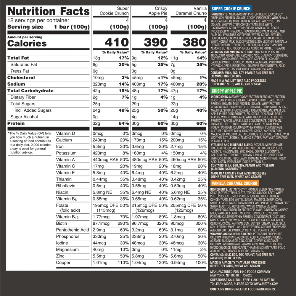 MET-Rx Meal Replacement Protein Bars, Variety Pack, 12 ct | Costco