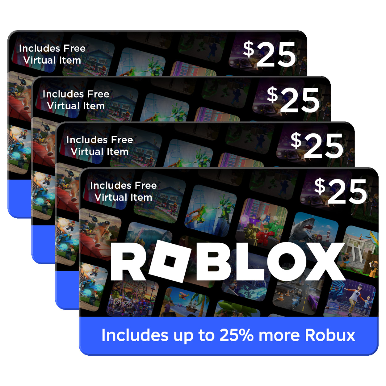 Roblox - Four $25 eGift Cards Digital Download  Includes Exclusive Virtual Item