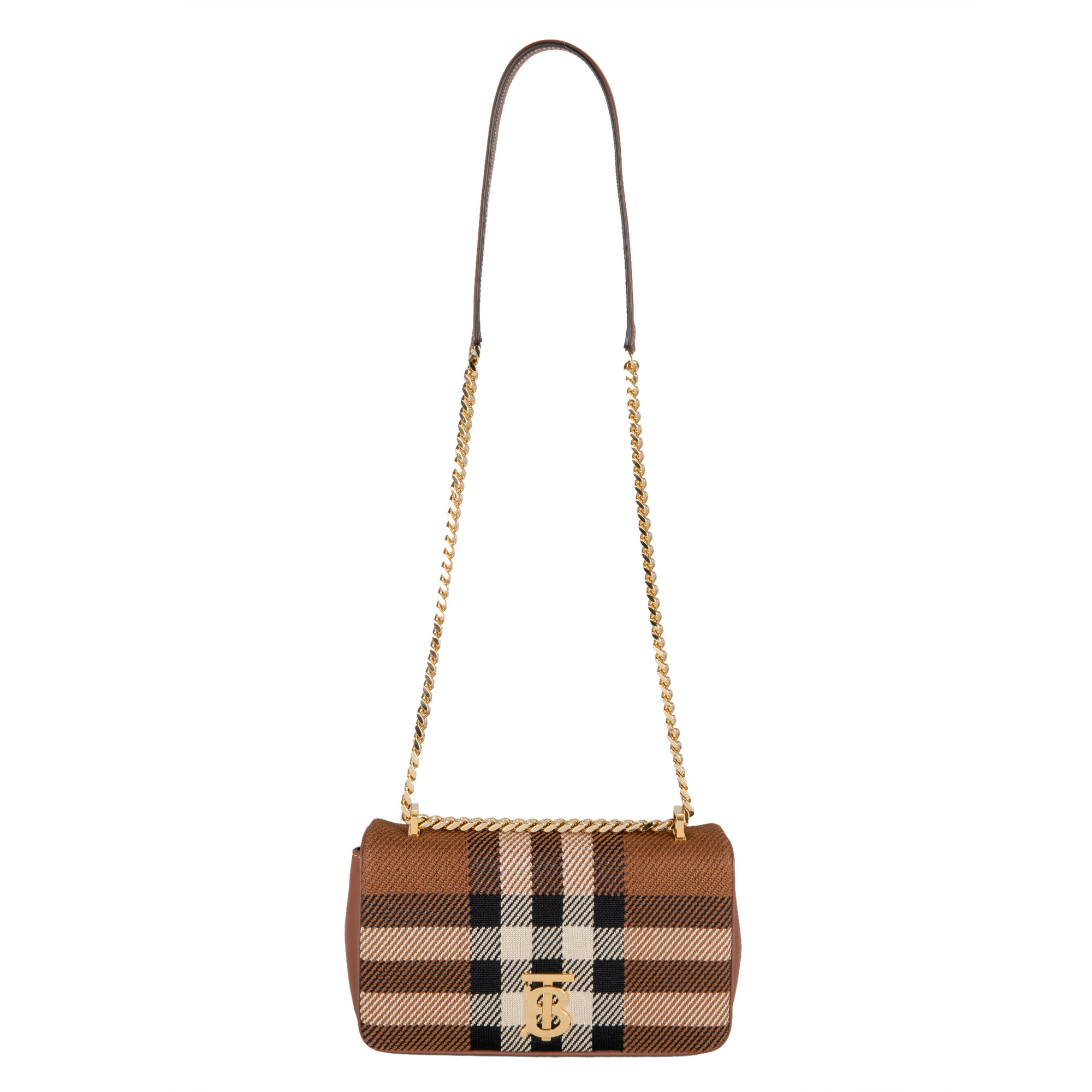 Burberry Small Lola Knit Check Leather Bag, Brown | Costco