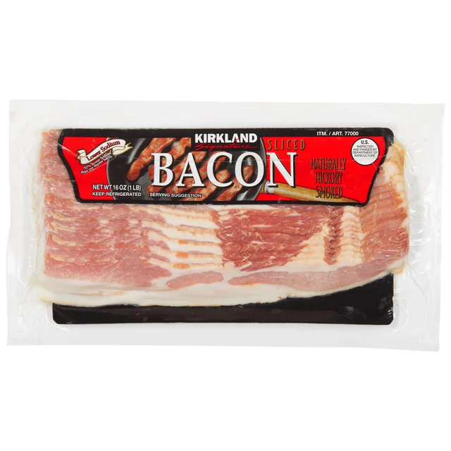 Kirkland Signature Bacon, Low Salt, Sliced, 1 lb, 4-count
