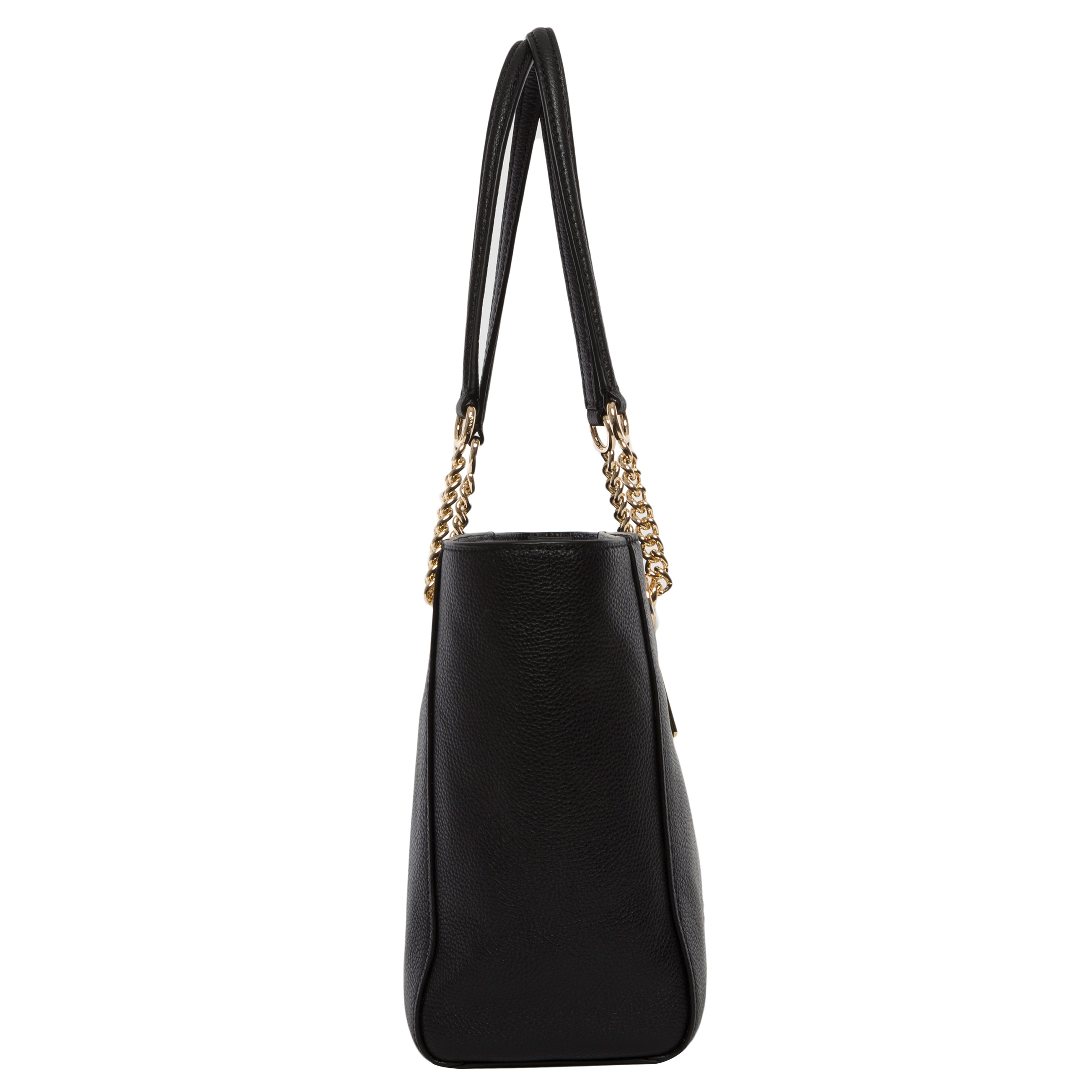 Coach Pebbled Turnlock Chain Tote, Black | Costco