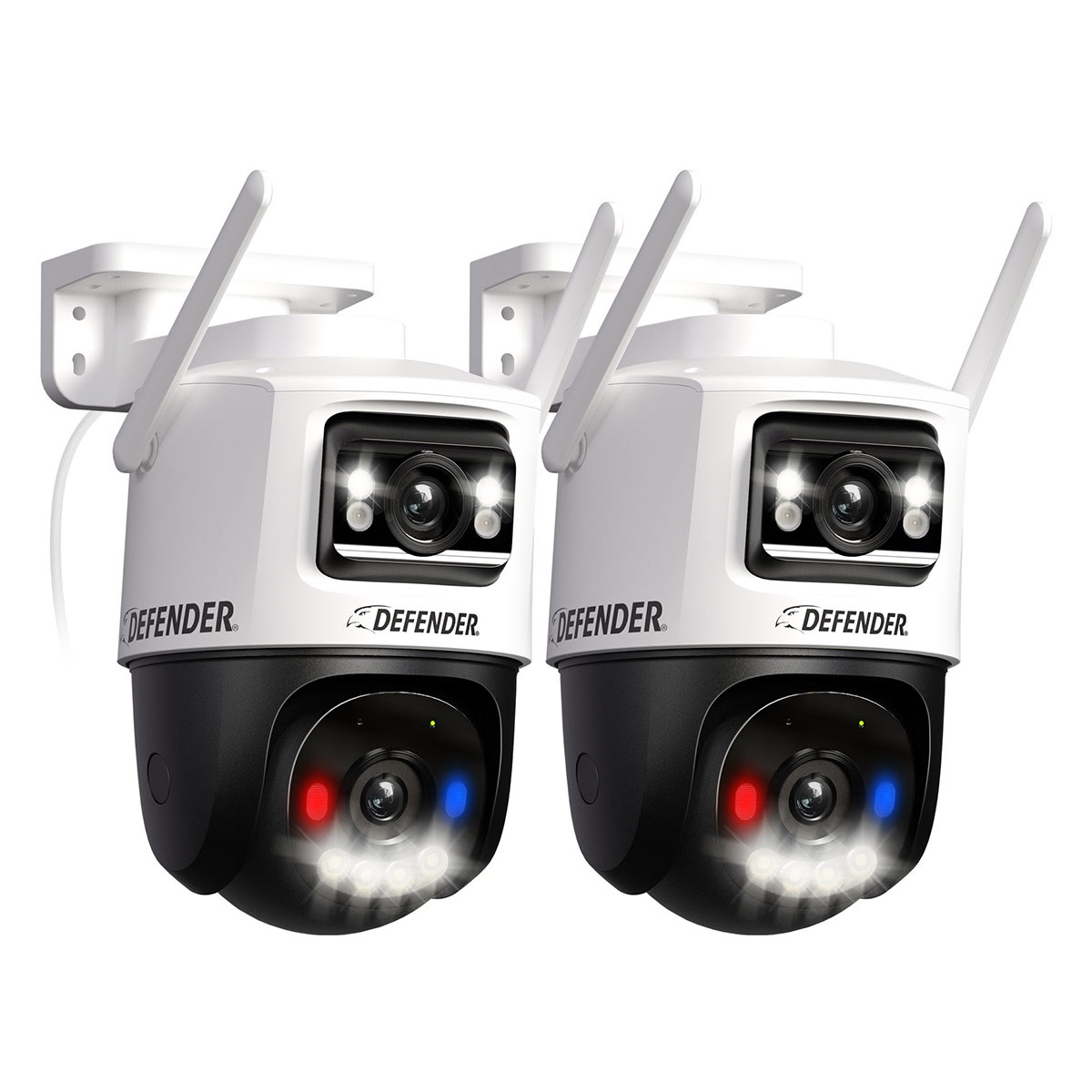 Defender 2K+AI Colour MAX Night Vision Dual Lens PTZ Plug-in Wi-Fi Camera, 2 pack