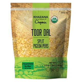 Khazana Organic Toor Dal Split Pigeon Peas, 7 lbs